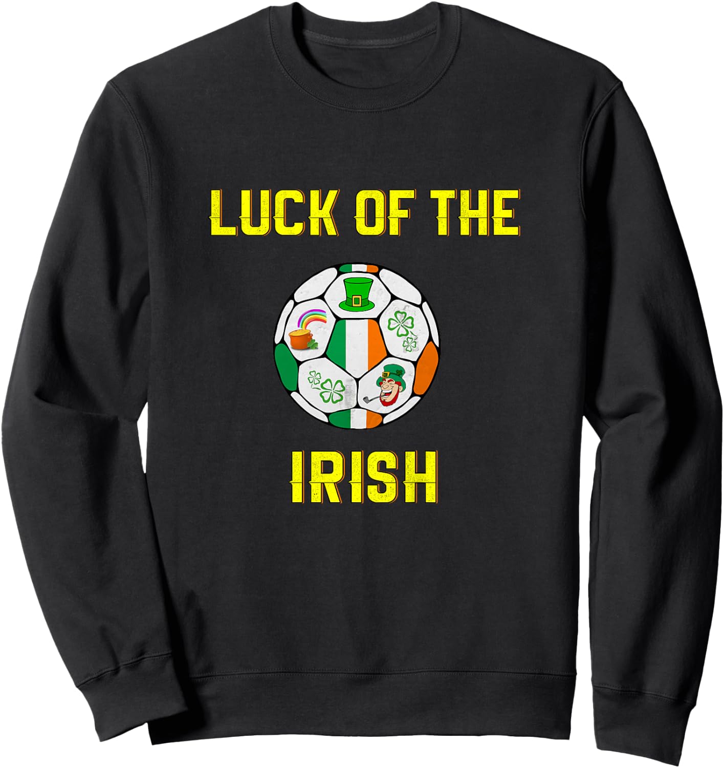 Kids Irish Flag Ireland Soccer Ball Art Sweatshirt - Sweatshirt | Black