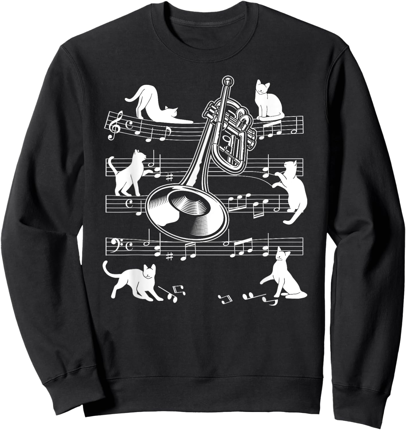 Trumpeter Cats for Cat loving Trumpet player Sweatshirt - Sweatshirt | Black