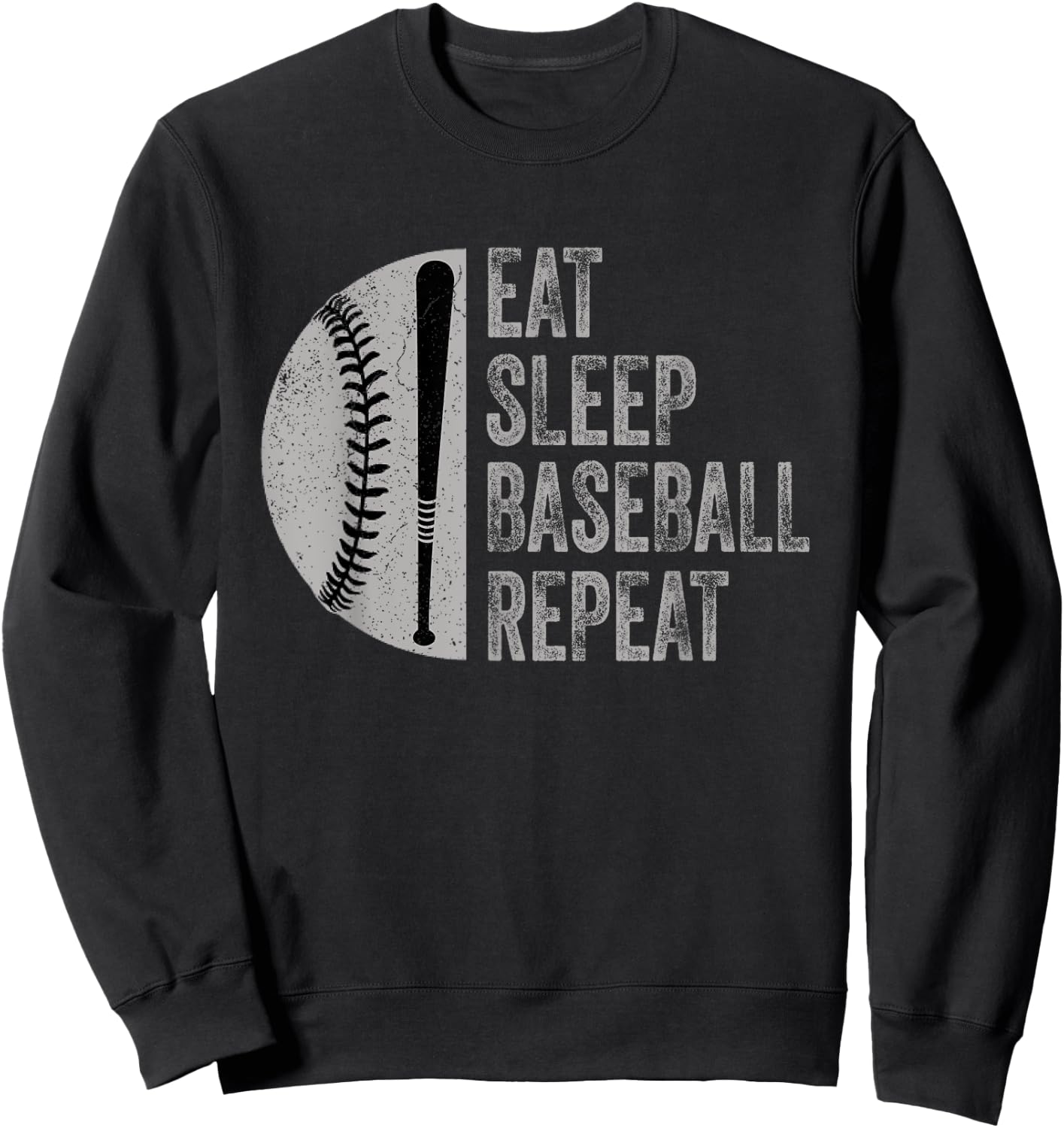 Eat Sleep Baseball Repeat Baseball Player Design Sweatshirt - Sweatshirt | Black