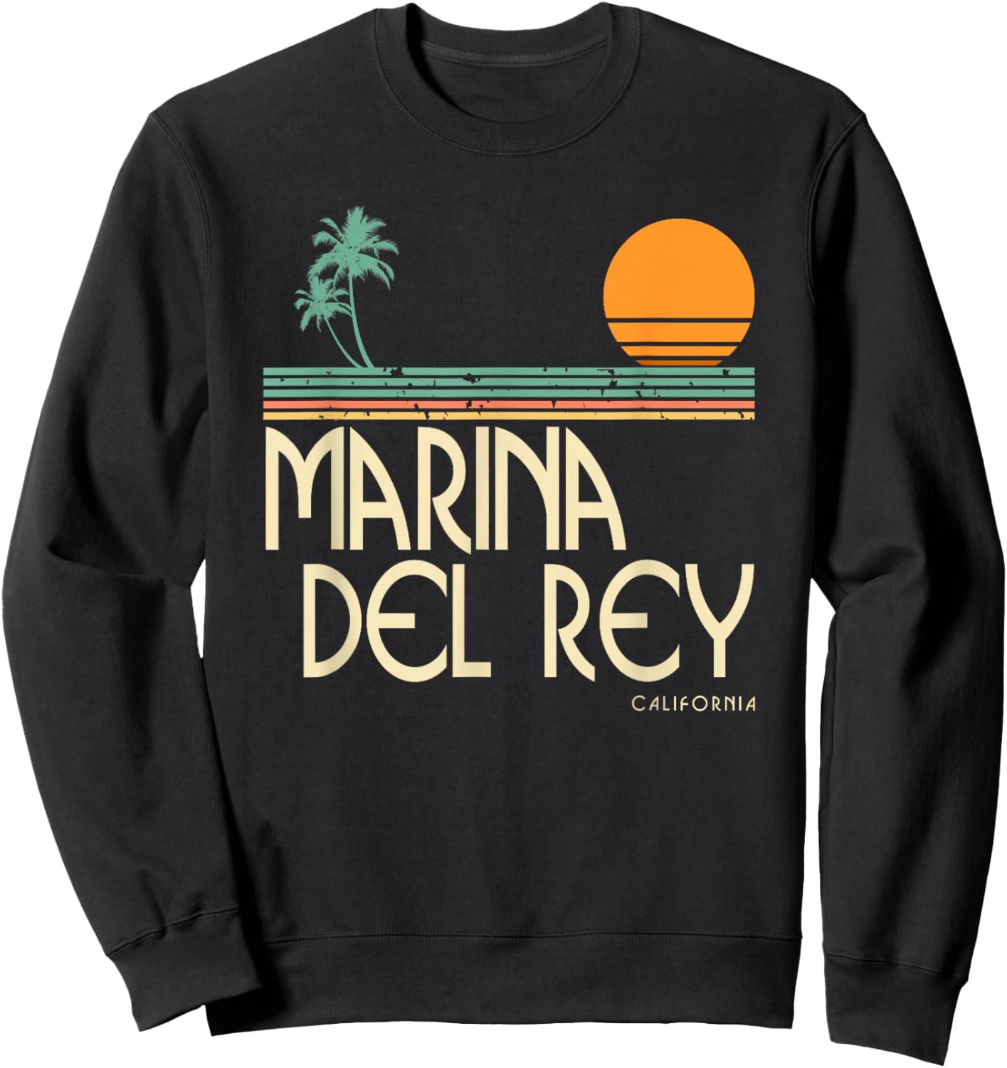 Vintage Marina Del Rey California Sweatshirt - Sweatshirt | Black