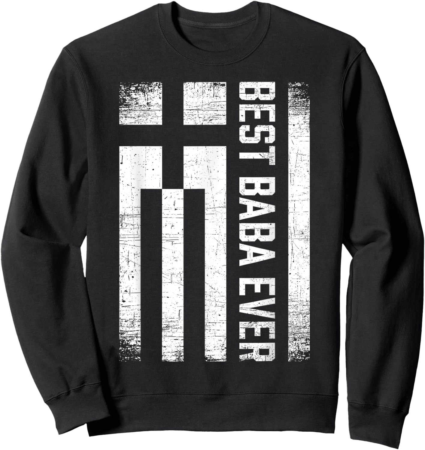 Best Baba Ever Retro Greece Flag Fathers Day Greek Dad Sweatshirt - Sweatshirt | Black