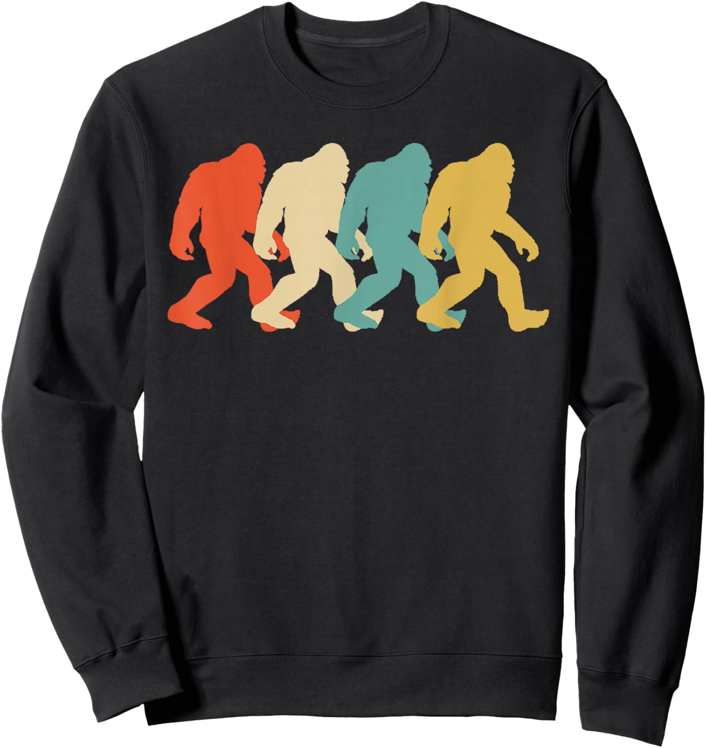 Bigfoot Silhouette Retro Pop Art Sasquatch Graphic Sweatshirt - Sweatshirt | Black