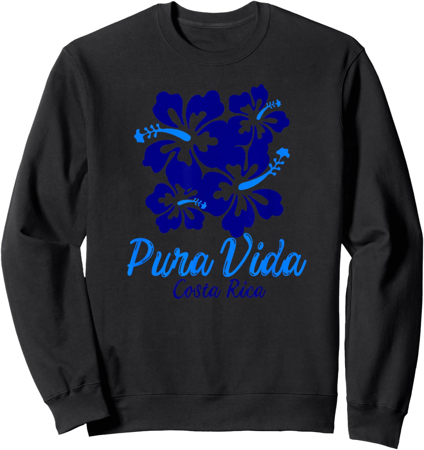 Pura Vida Costa Rica Blue Hibiscus Sweatshirt - Sweatshirt | Black
