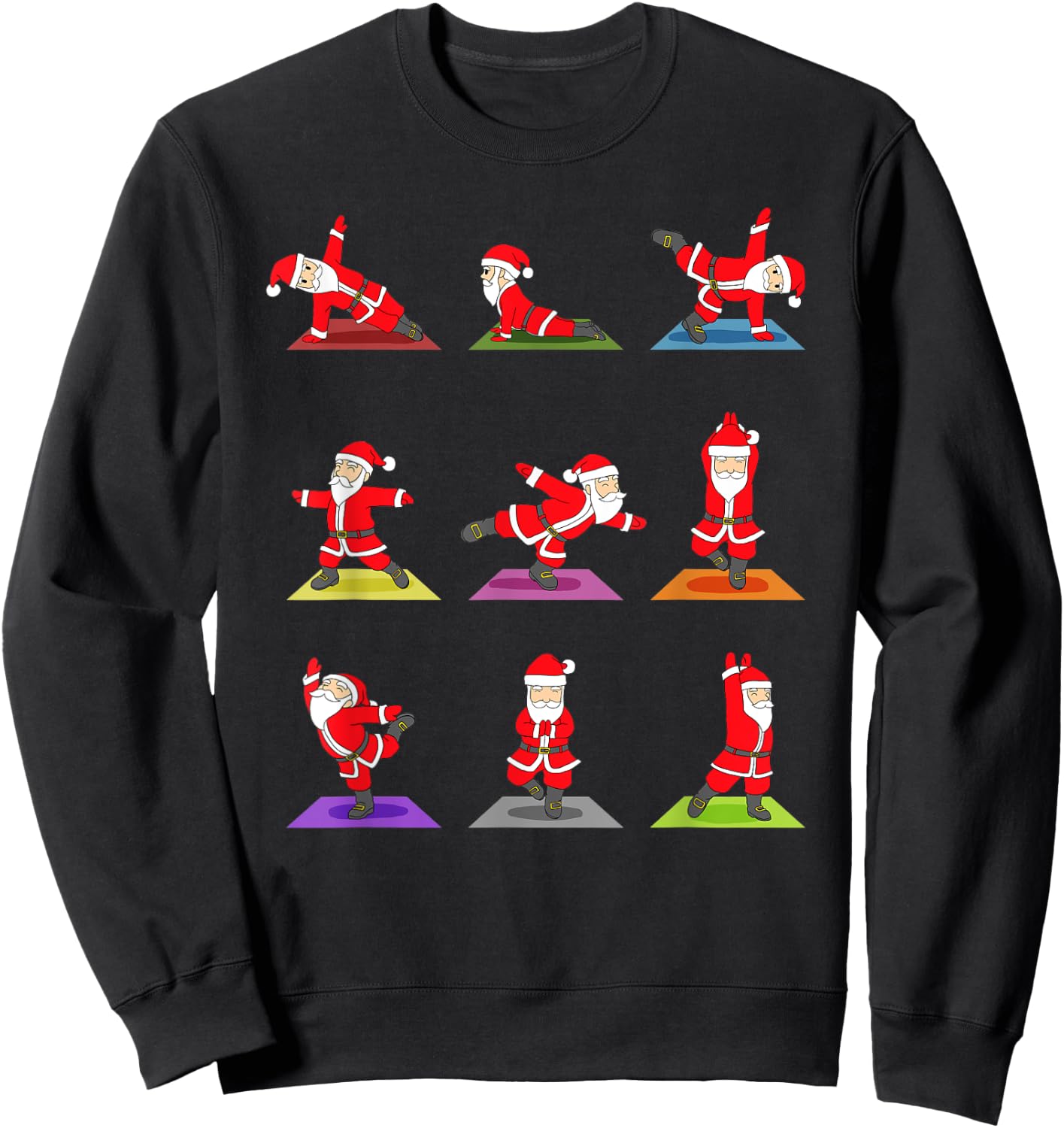 Christmas Yoga Santa Claus Xmas Gift Sweatshirt - Sweatshirt | Black