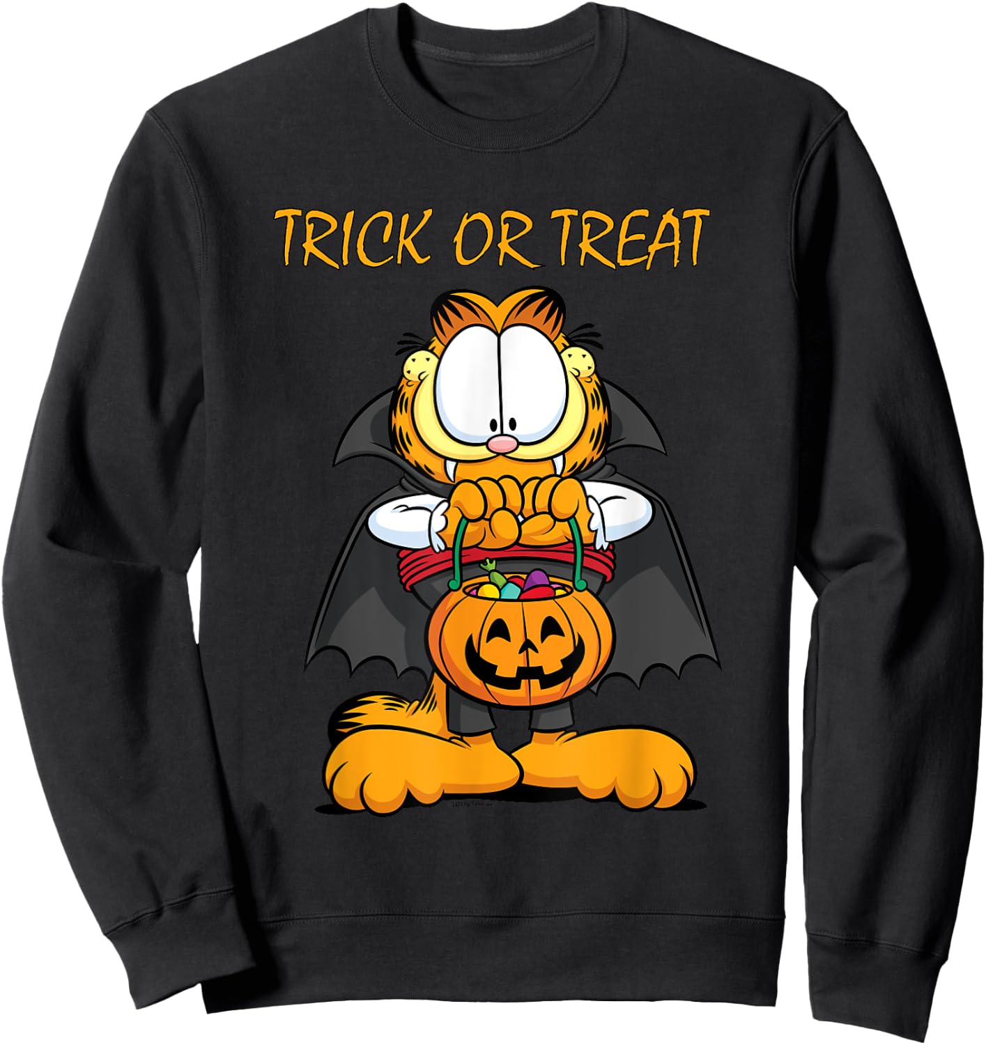 Garfield Halloween Trick Or Treat Pumpkin Sweatshirt - Sweatshirt | Black