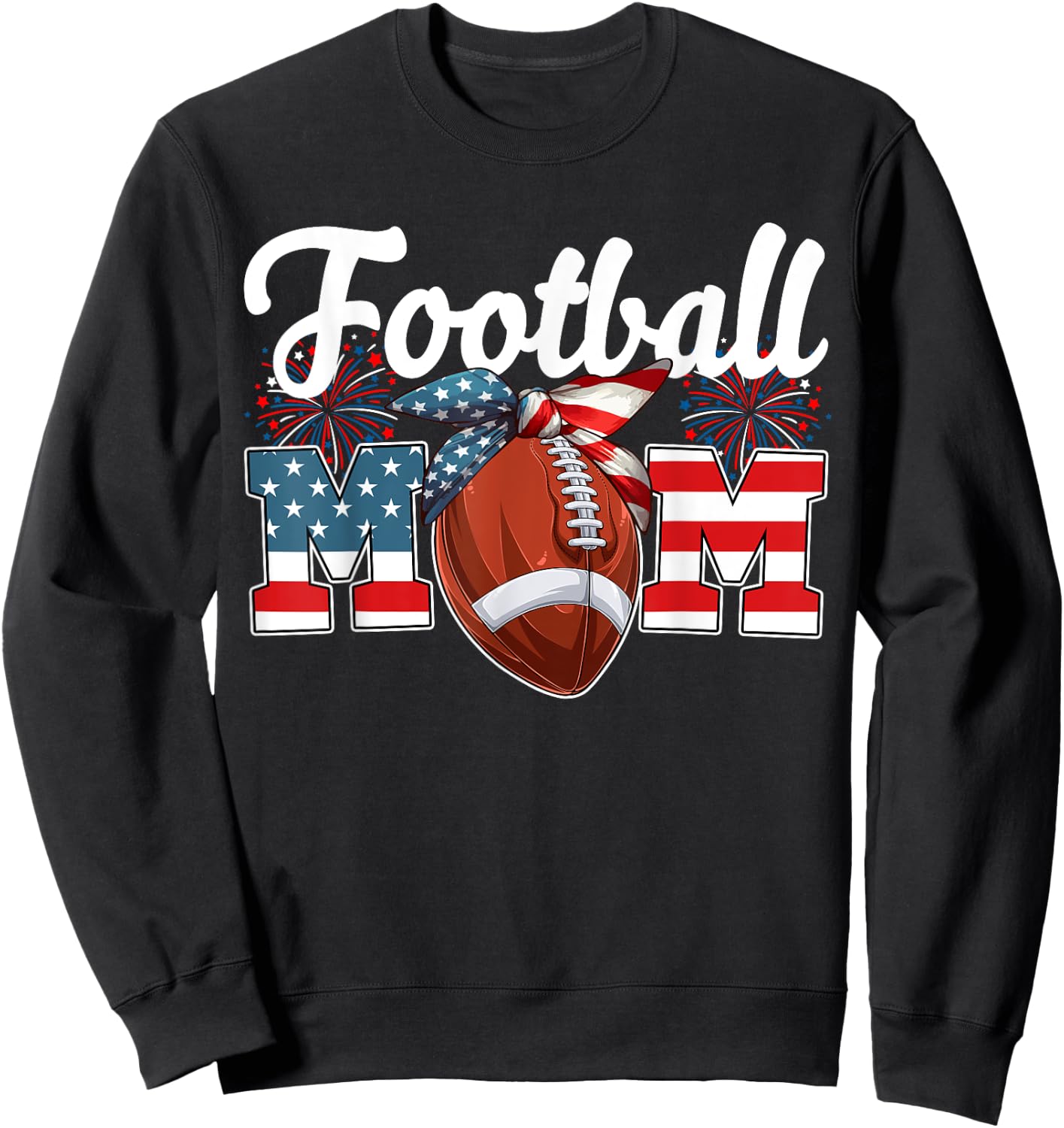Football Mom 4th Of July Costume Player Matching Family Sweatshirt - Sweatshirt | Black