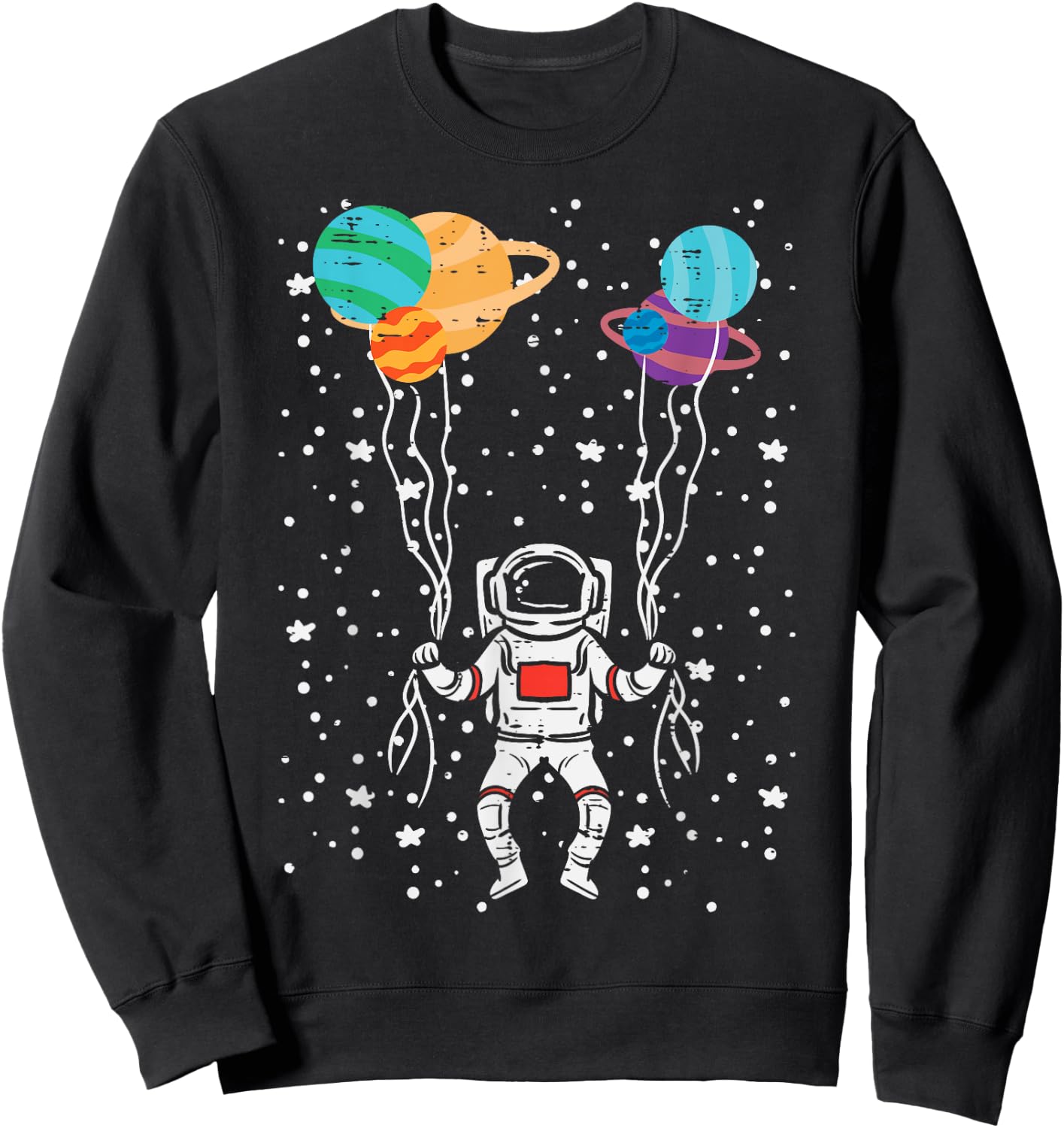 Spaceman Balloon Planets Astronaut Space Women Men Kids Teen Sweatshirt - Sweatshirt | Black