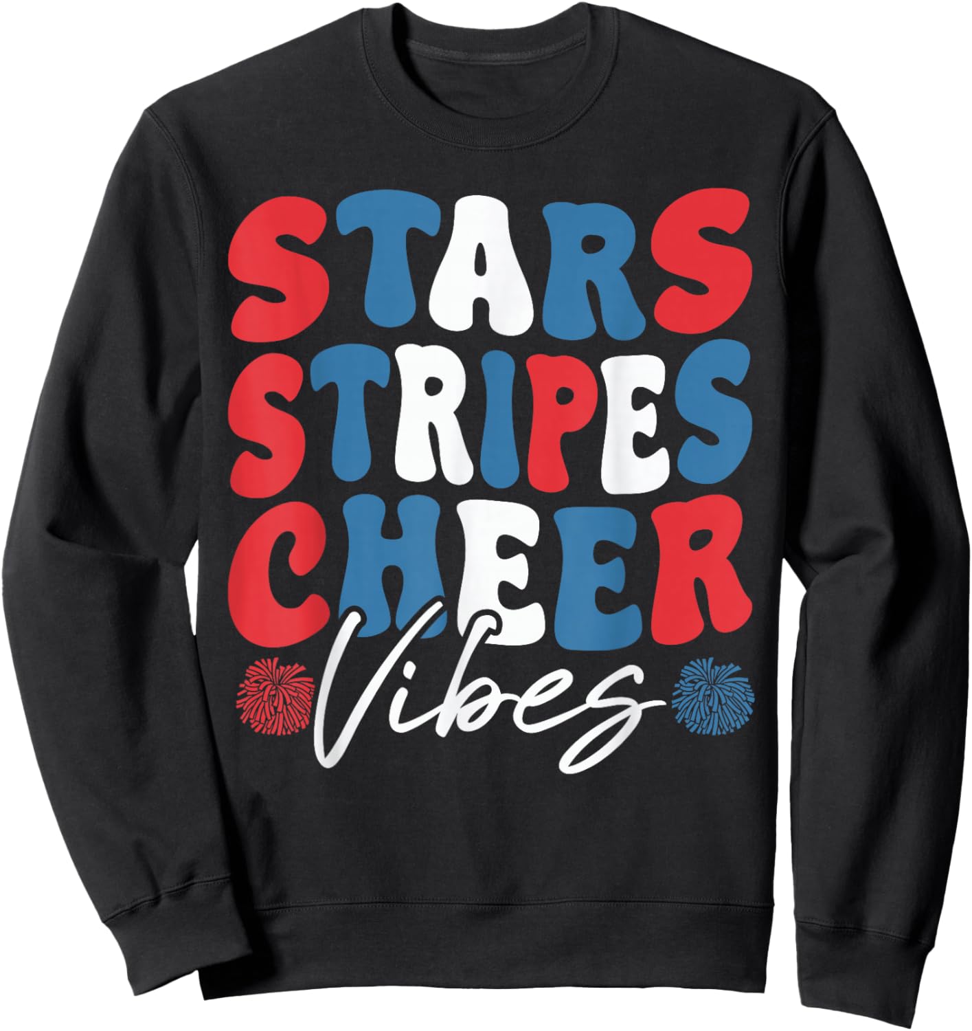 Cheer Vibes Patriotic Cheer Crew Cheerleader USA Bow Sweatshirt - Sweatshirt | Black
