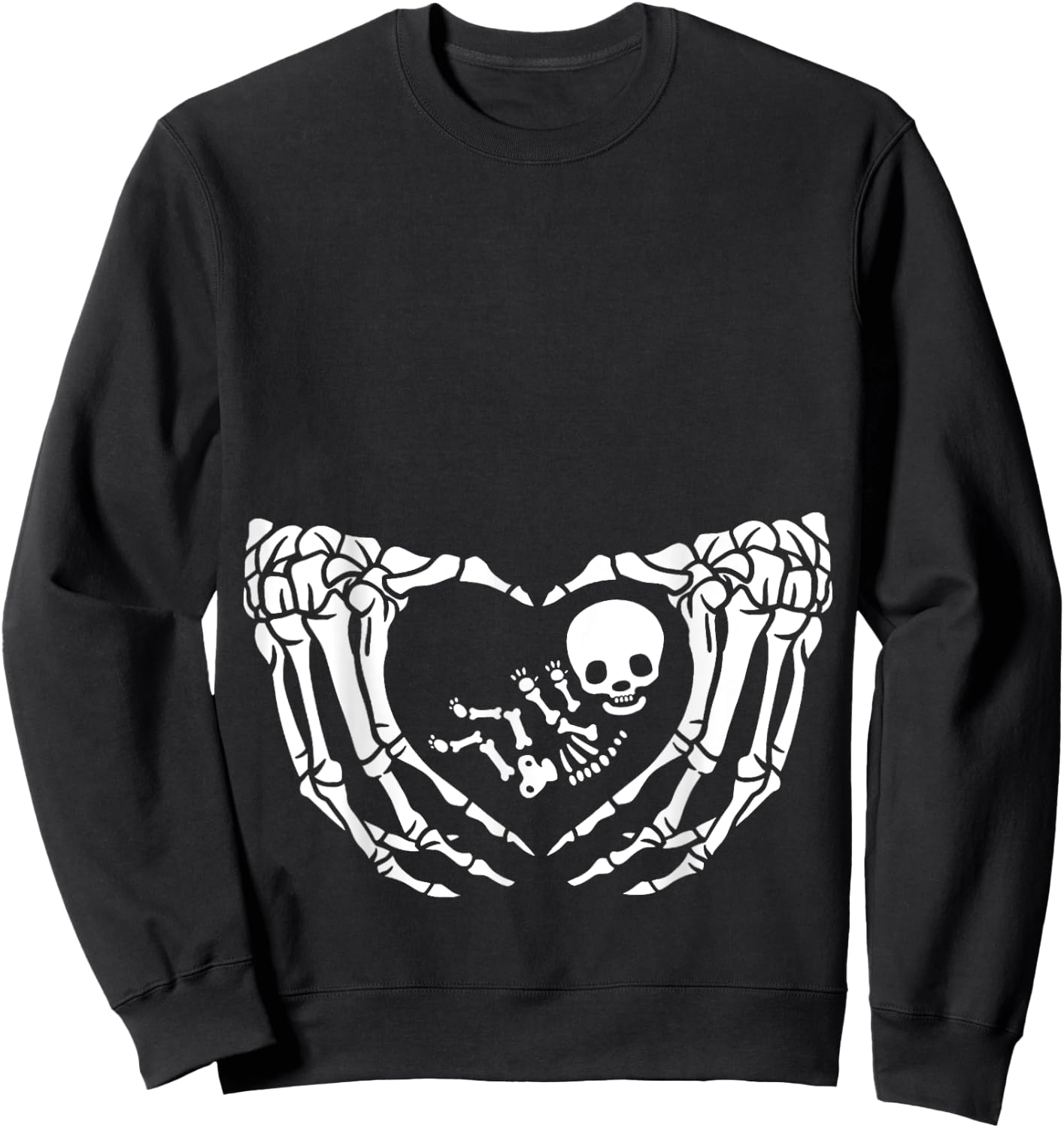 Skeleton Baby, Halloween Maternity, Spooky X-ray Pregnancy Sweatshirt - Sweatshirt | Black