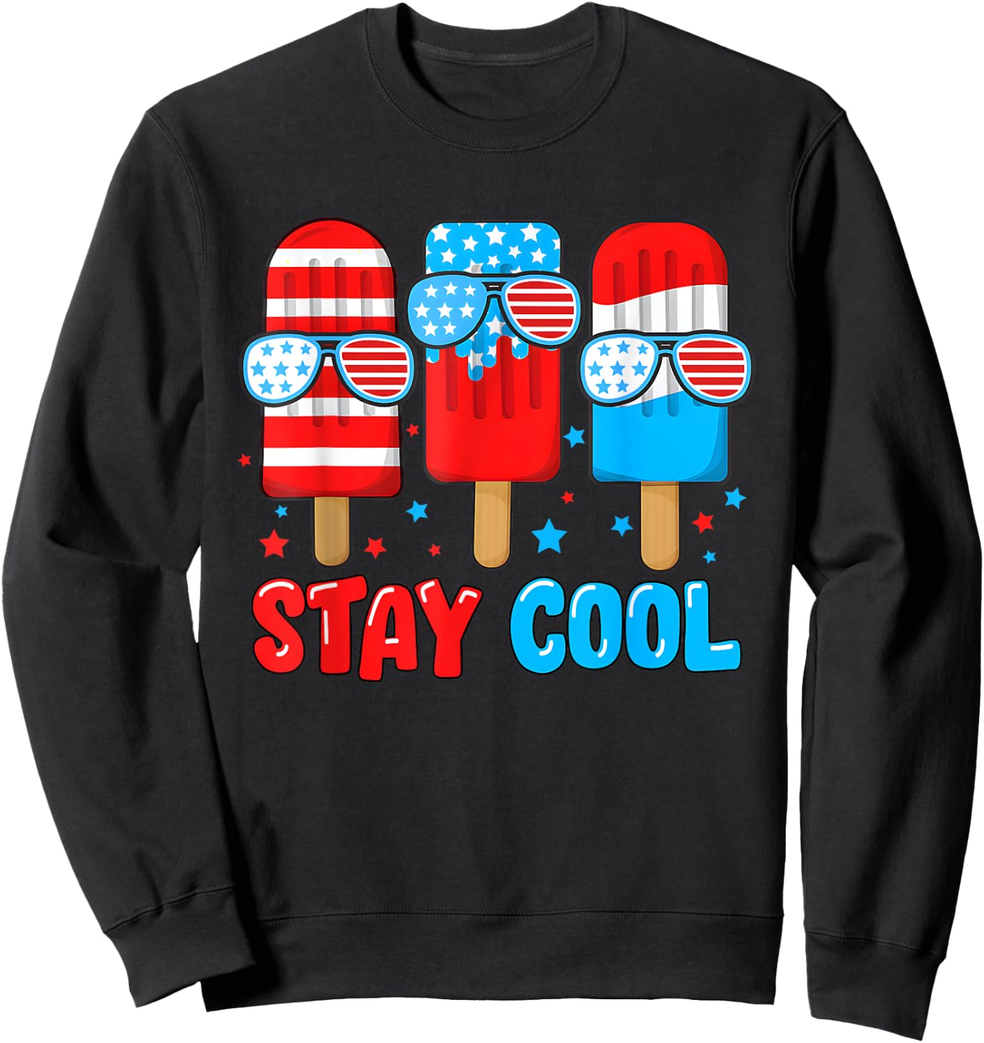 Stay Cool 4th July Ice Cream Sunglasses American Boys Girls Sweatshirt - Sweatshirt | Black