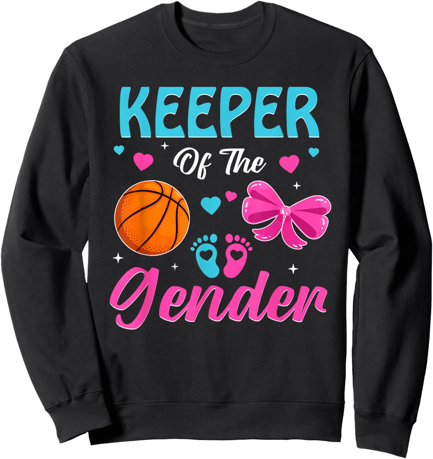 Keeper Of The Gender Basketball Gender Reveal Party Sweatshirt - Sweatshirt | Black