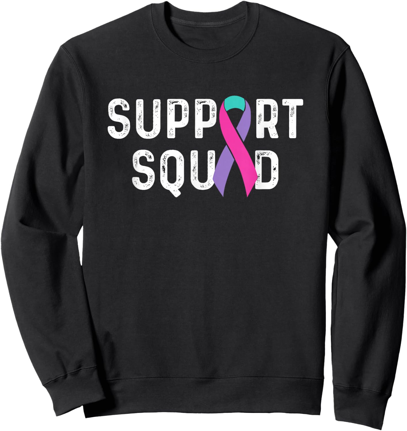 Thyroid Cancer Support Squad, Friend Family Awareness Ribbon Sweatshirt - Sweatshirt | Black