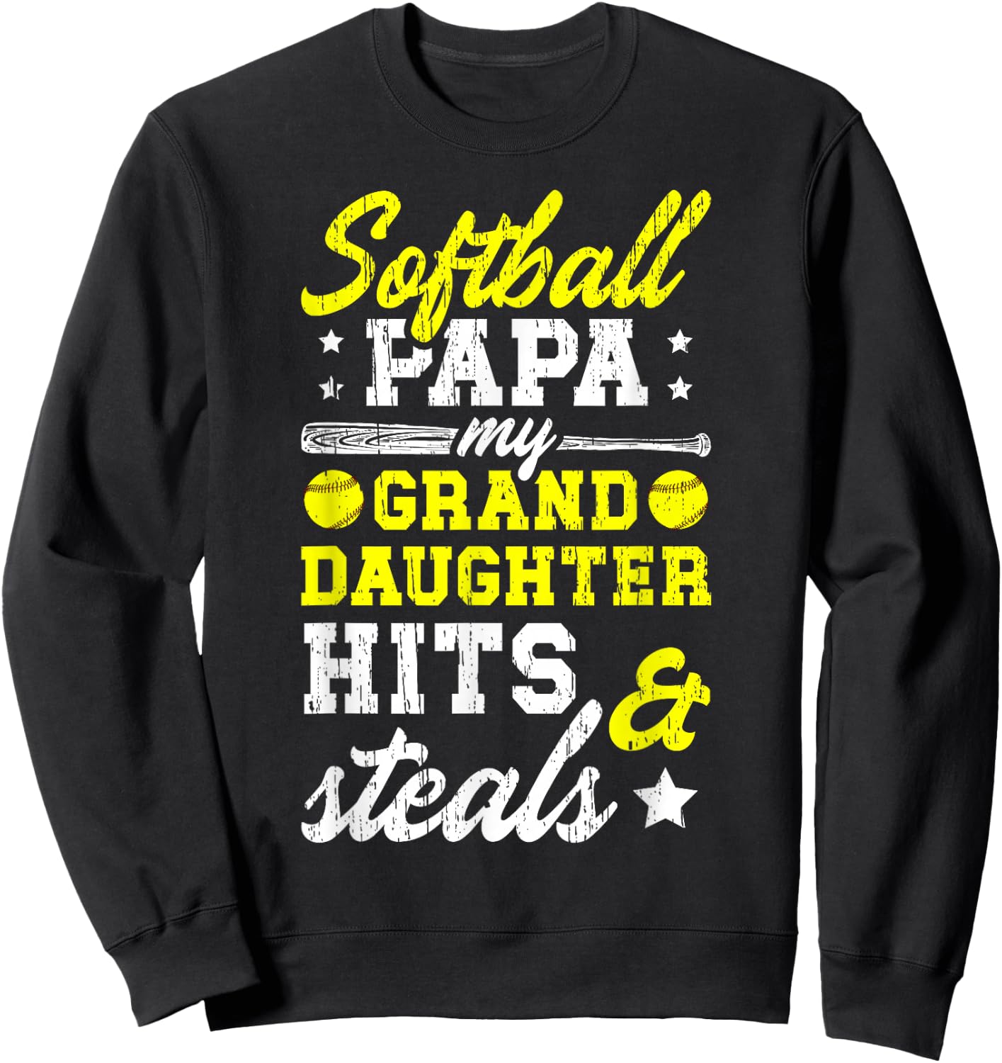Softball Papa Grandpa Funny Papa Of A Softball Player Sweatshirt - Sweatshirt | Black