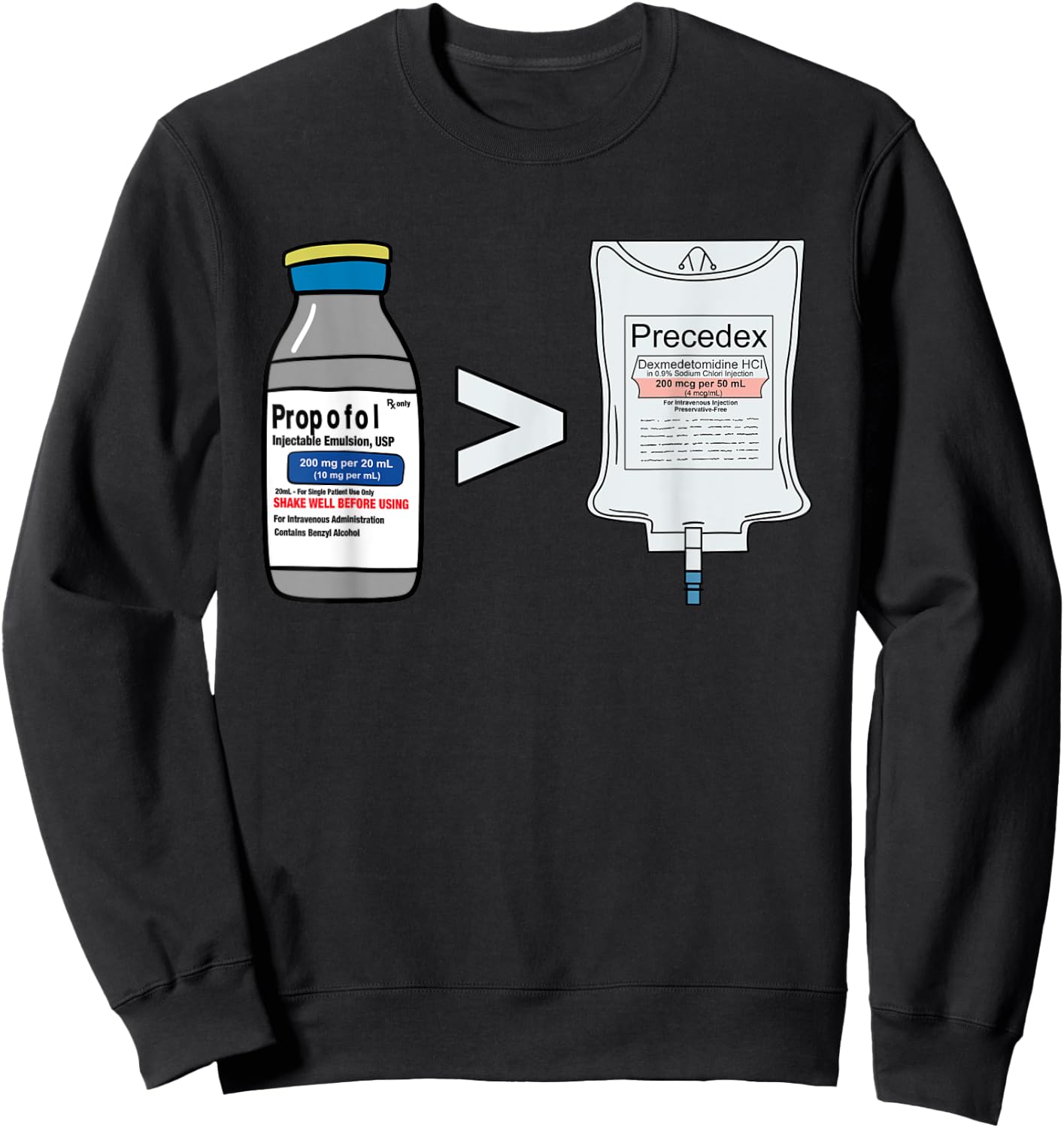Propofol Precedex Funny Anesthesiologist Anesthesia Sweatshirt - Sweatshirt | Black