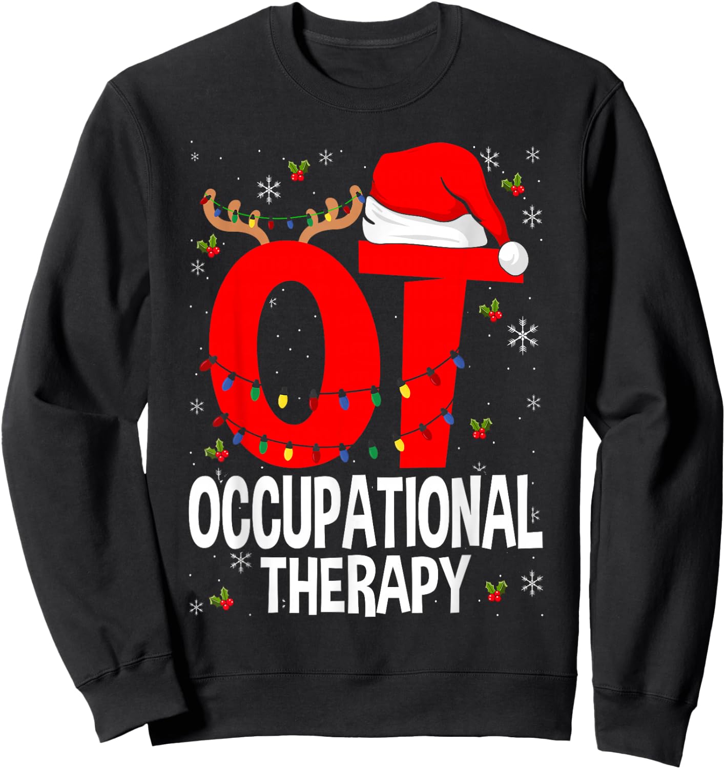 Therapy Christmas Lover Gift Co. Occupational Therapy Retro Groovy OT Therapist Sweatshirt - Sweatshirt | Black
