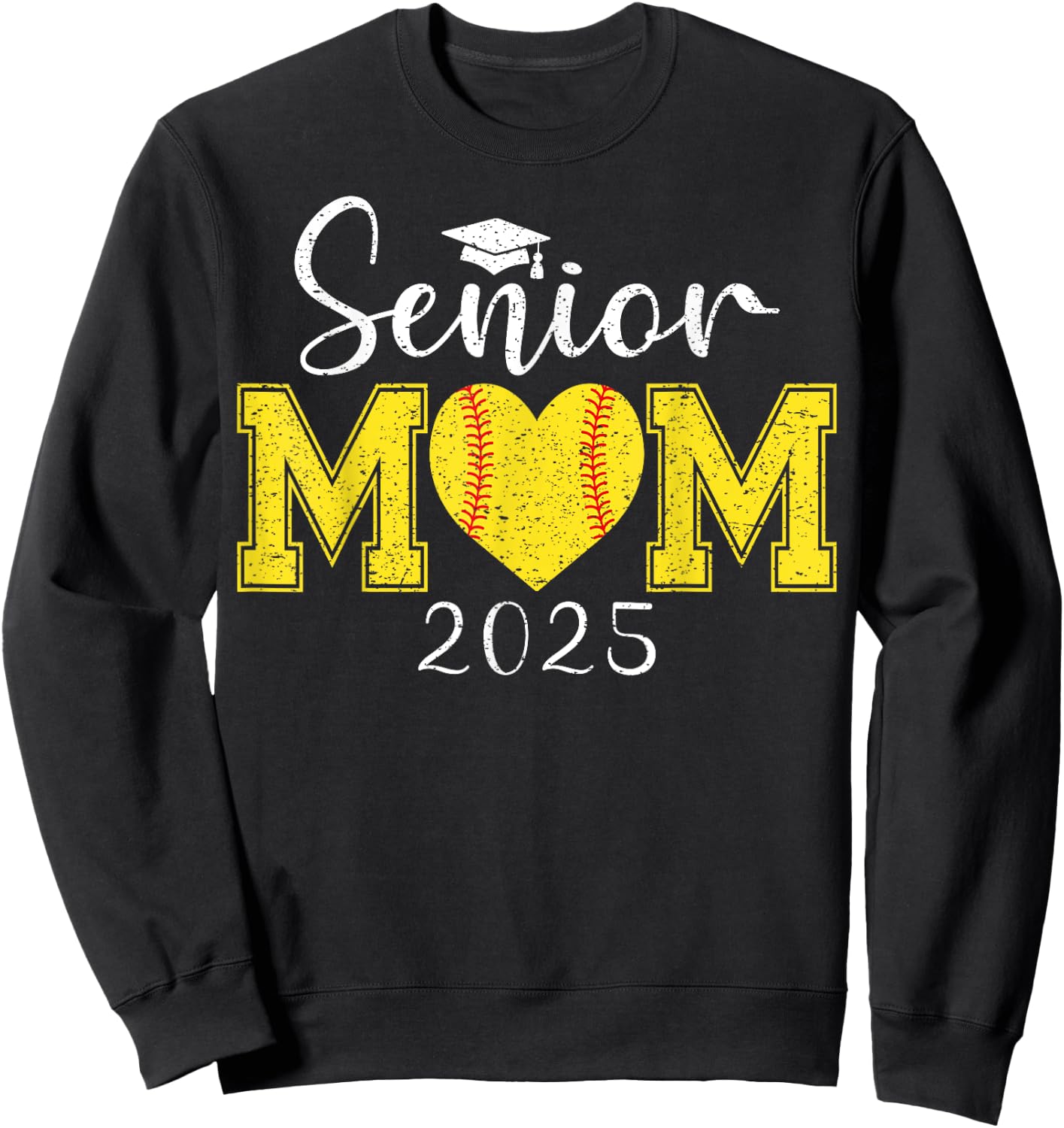 Senior Mom Softball 2025 Class Of 2025 Graduation Sweatshirt - Sweatshirt | Black
