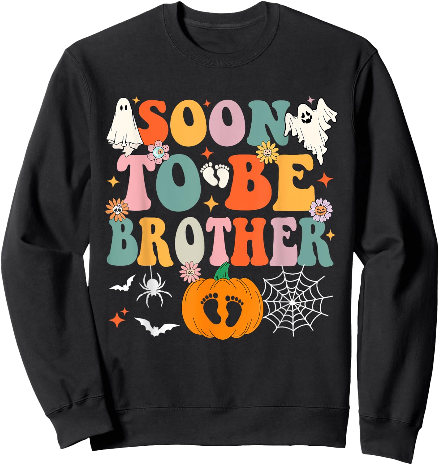 Soon to Be Brother Halloween Pregnancy Announcement Pumpkin Sweatshirt - Sweatshirt | Black