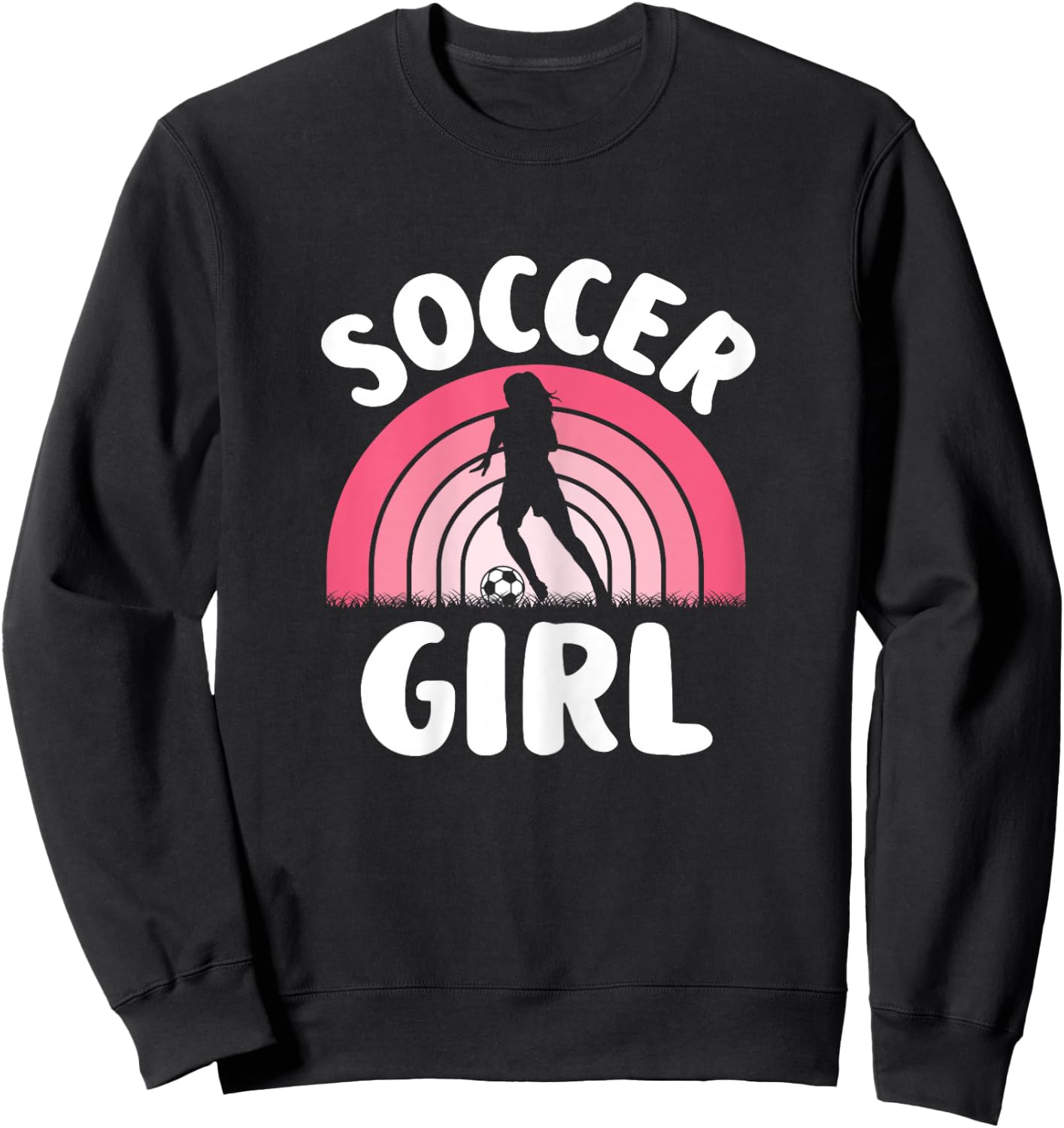 Soccer Girl Cute Pink Soccer Lover Women Girls Kids Sweatshirt - Sweatshirt | Black