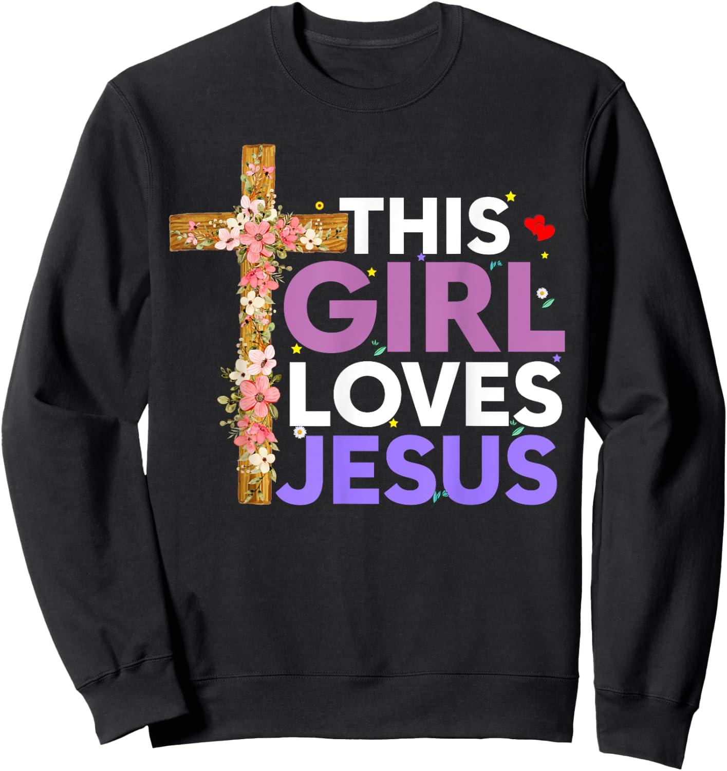 This Girl Loves Jesus Cute Christian Girl Jesus Sweatshirt - Sweatshirt | Black