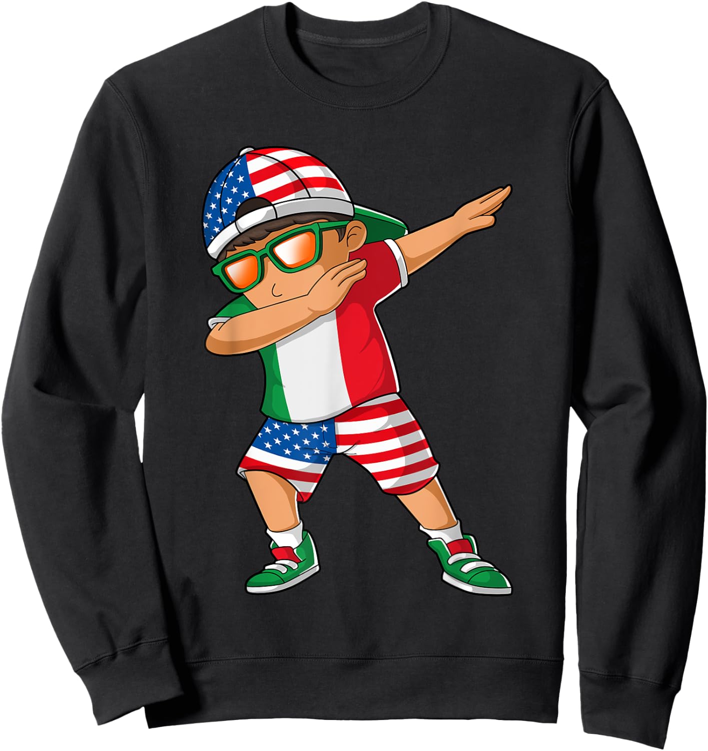 Half American Half Italian Boy Kid Italy Flag Patriotic Sweatshirt - Sweatshirt | Black