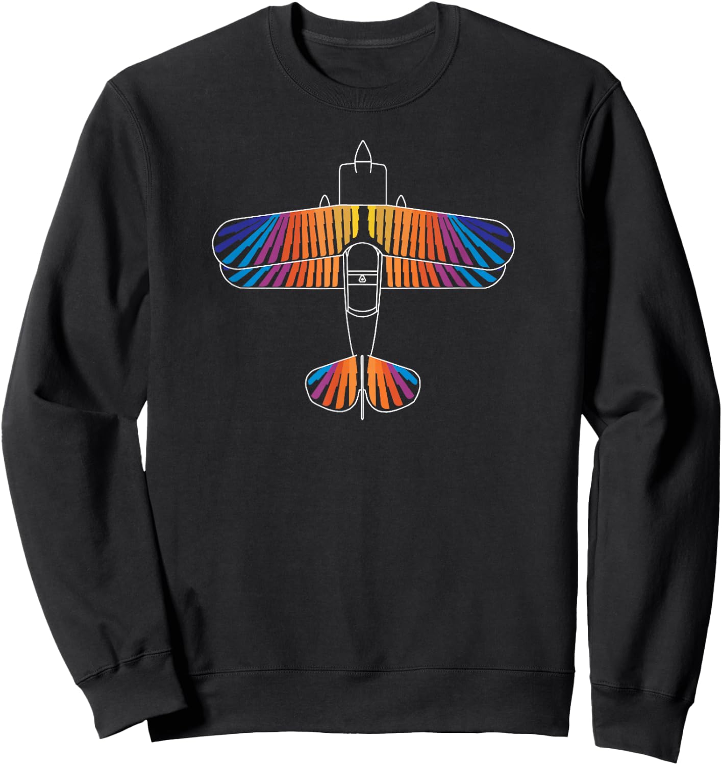 The Rainbow Eagle: Aerobatic Biplane Airplane FRONT ONLY Sweatshirt - Sweatshirt | Black