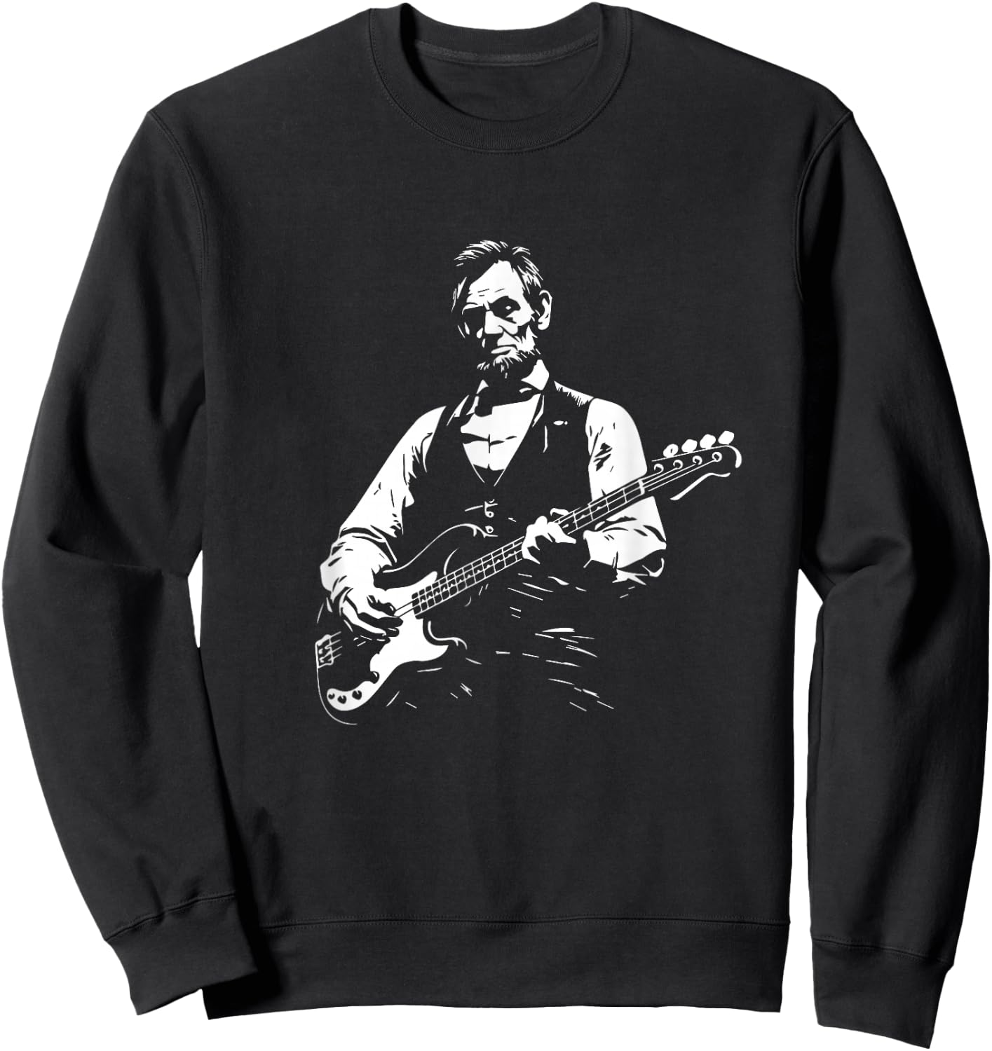 President Lincoln Playing a Four-String Bass Guitar Sweatshirt - Sweatshirt | Black