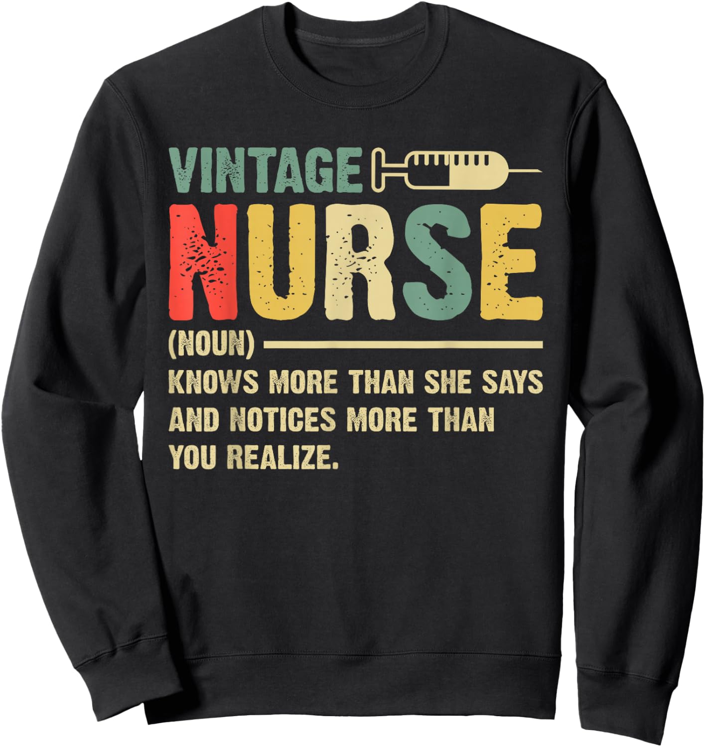 Vintage Nurse Definition Hospital Medical Registered Nursing Sweatshirt - Sweatshirt | Black