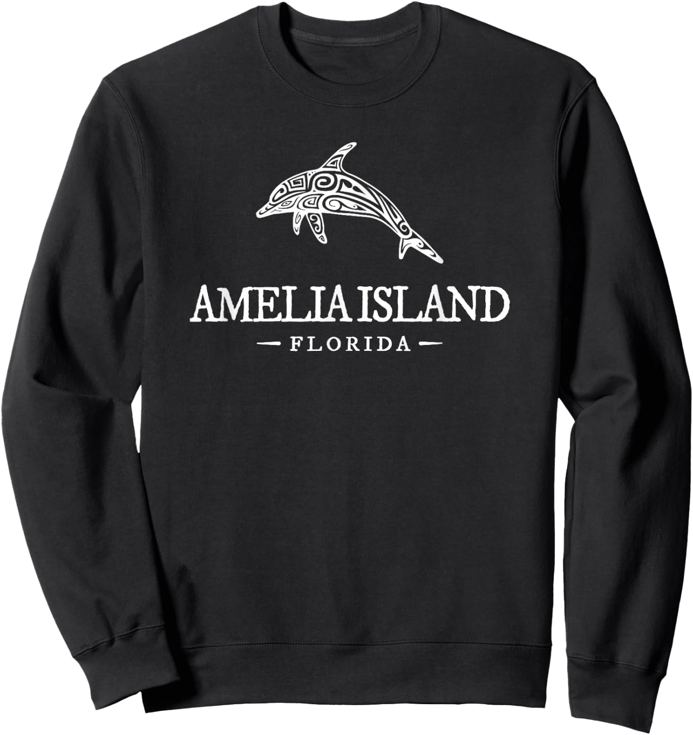 Amelia Island Florida Dolphin Vacation Souvenir Boys Girls Sweatshirt - Sweatshirt | Black