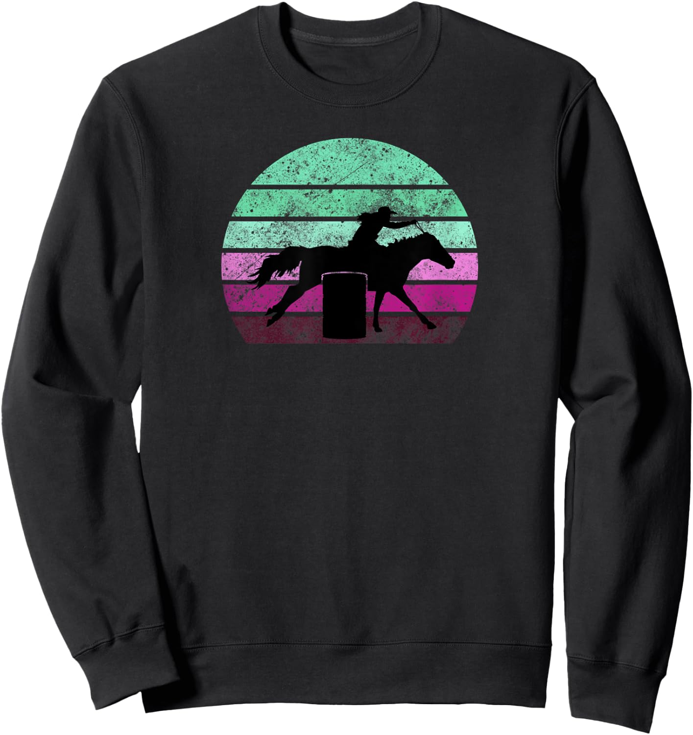 Barrel Racing - Horse Lover - Vintage Sunset - Country Girl Sweatshirt - Sweatshirt | Black