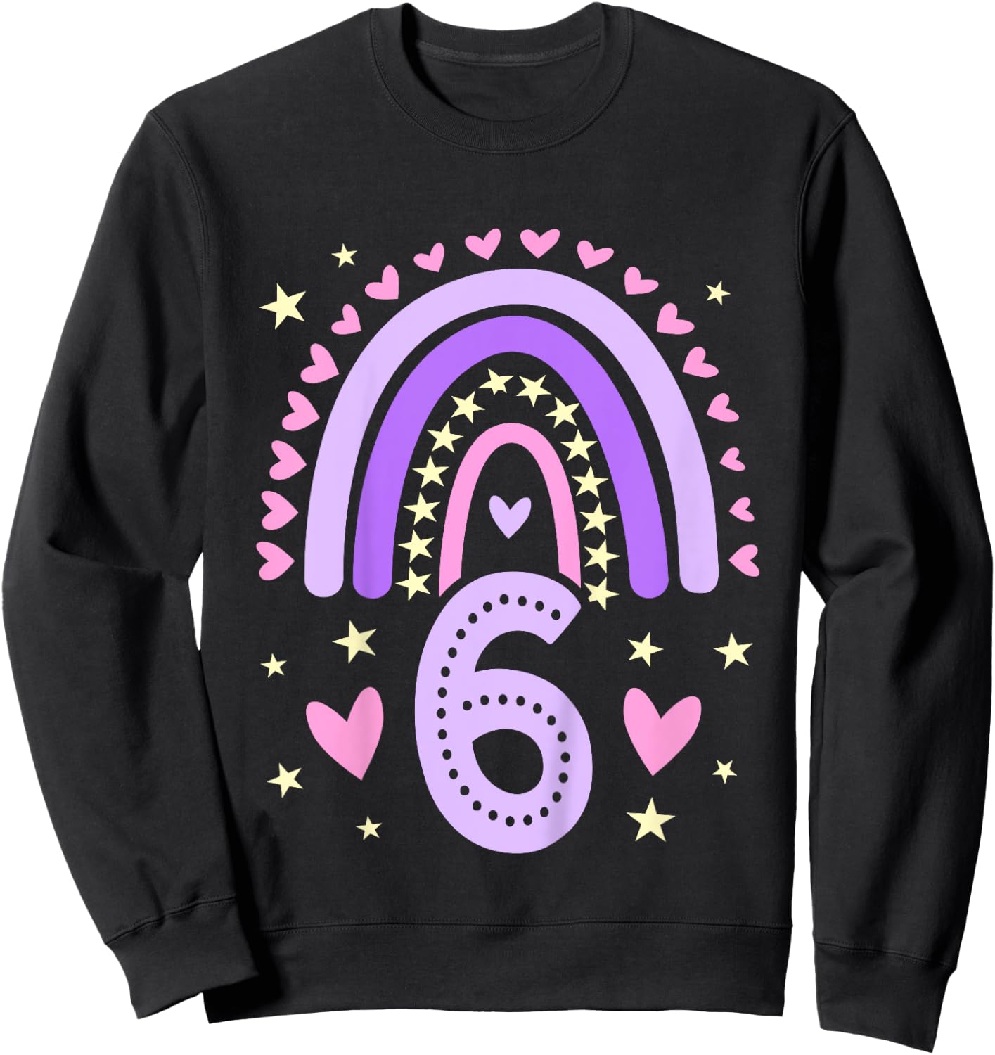 6th Birthday Rainbow Butterfly 6 Years Old Six 6 Birthday Sweatshirt - Sweatshirt | Black