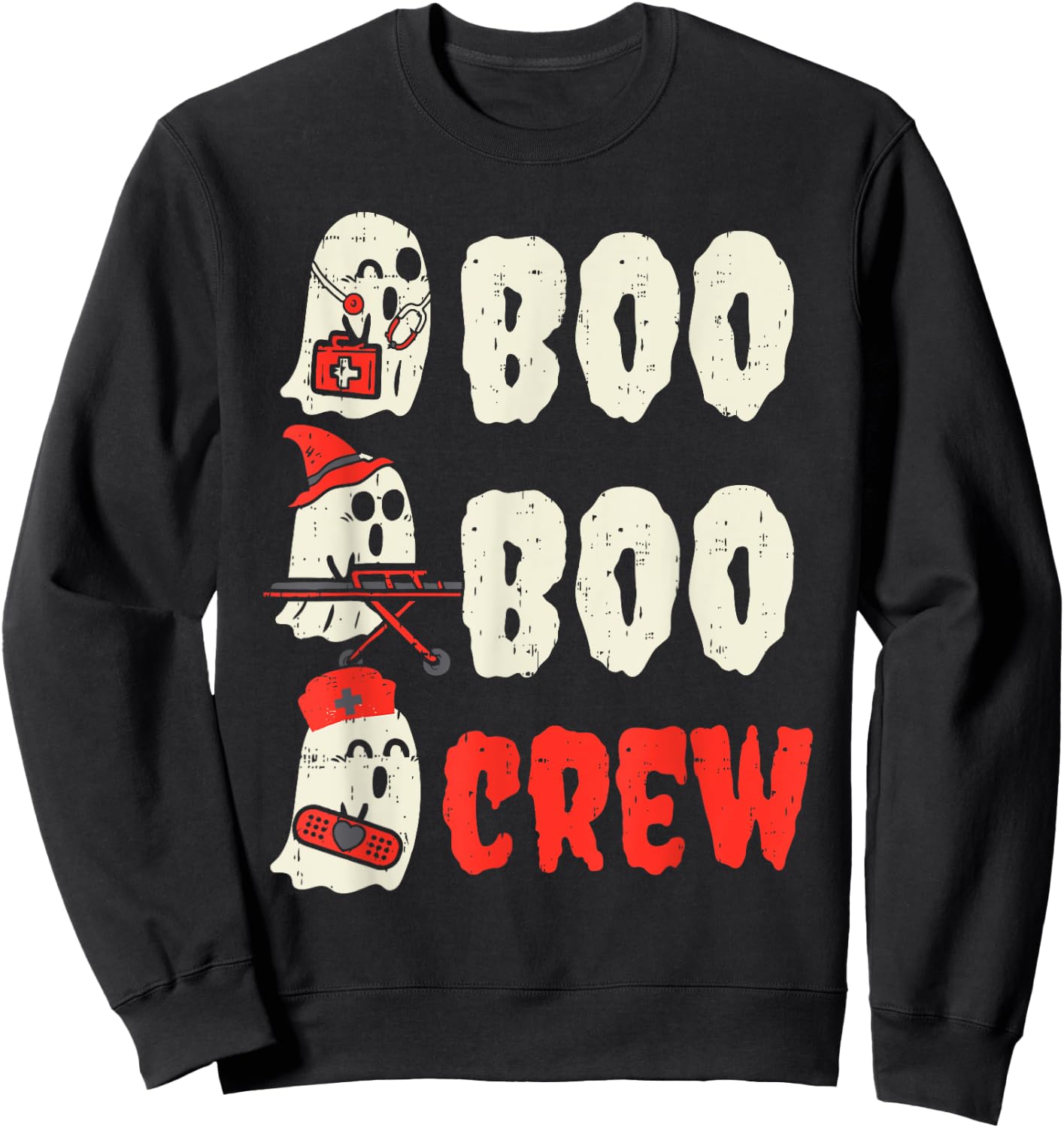 Boo Boo Crew Funny Ghost Nurse Halloween Costume Women Sweatshirt - Sweatshirt | Black
