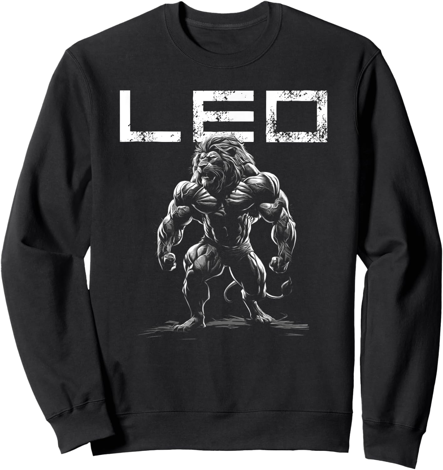 Lion With Muscles Leo Zodiac Workout Gym Sweatshirt - Sweatshirt | Black