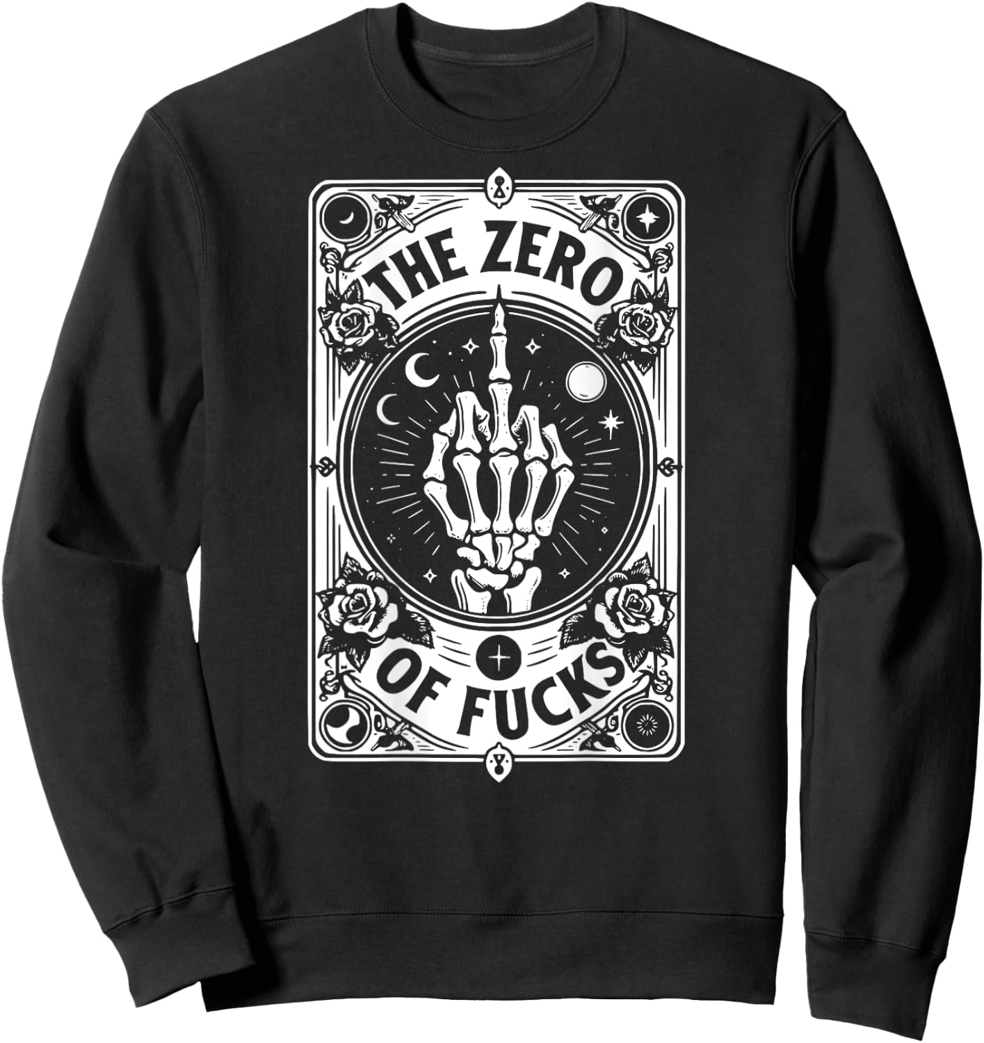 The Zero Of Fucks, Tarot Card, Sublimation - On Back Sweatshirt - Sweatshirt | Black
