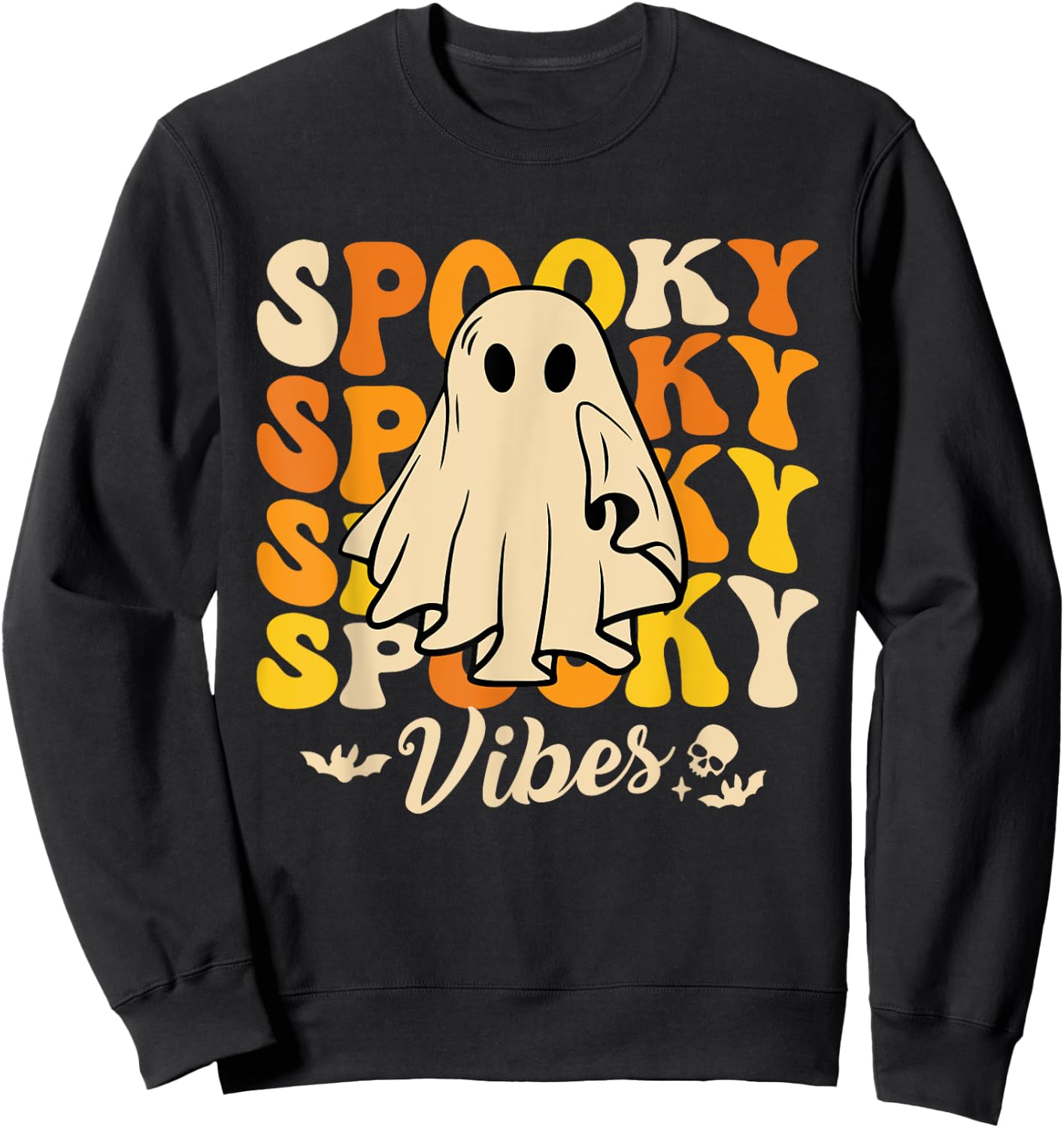 Spooky Vibes Funny Lazy Halloween Costume Outfit Sweatshirt - Sweatshirt | Black