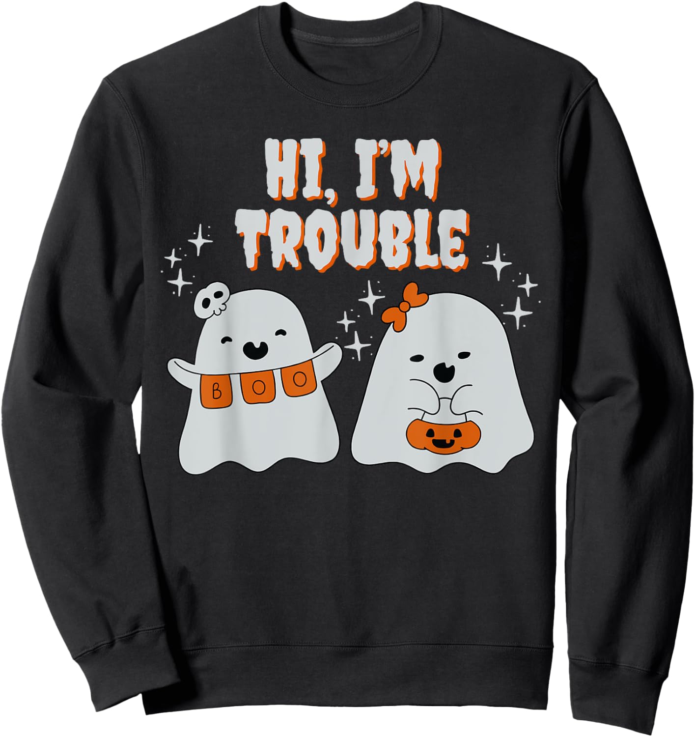 Hi, I'm Trouble Matching Couple Halloween Costume Sweatshirt - Sweatshirt | Black