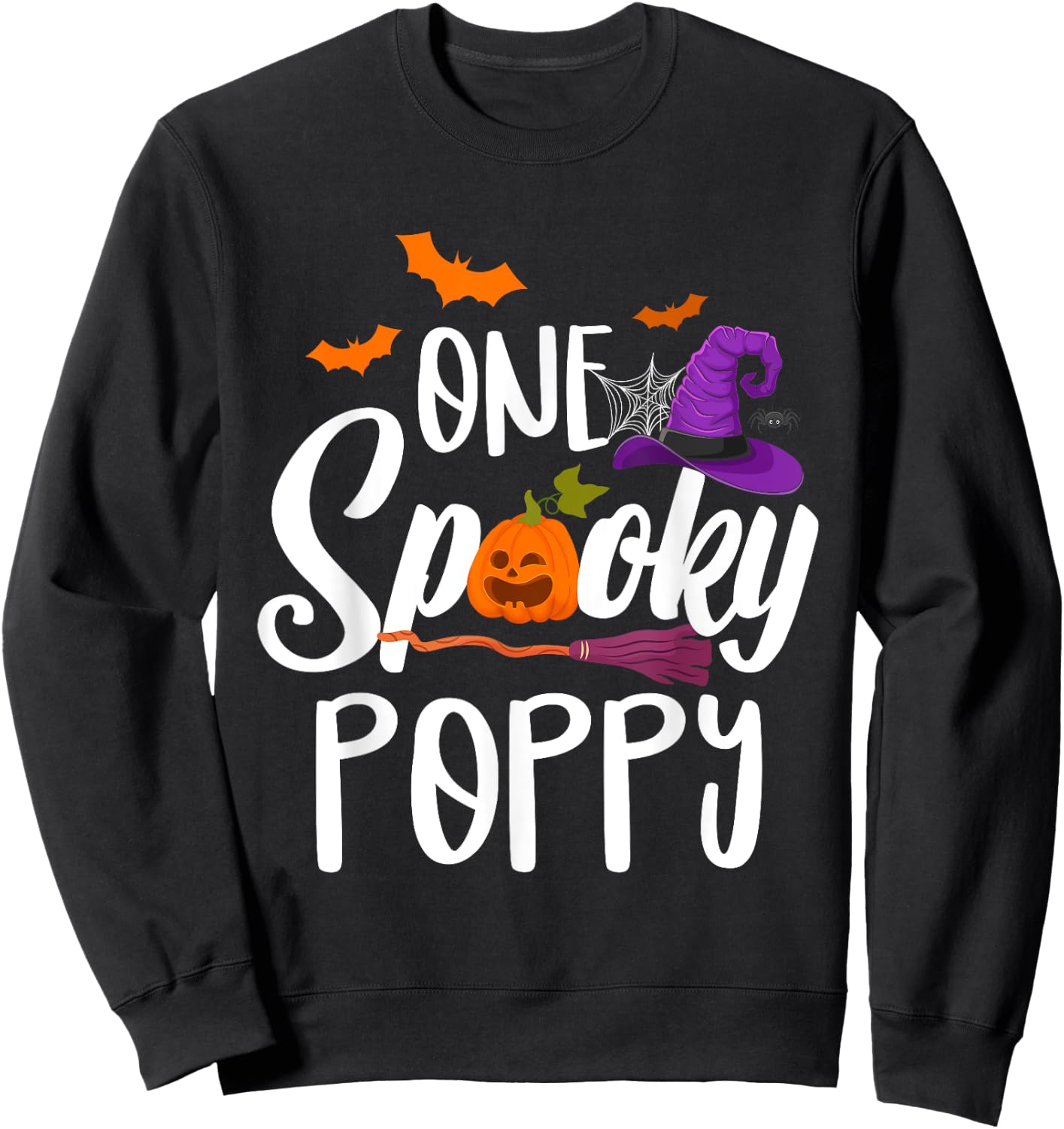 One Spooky Poppy Pumpkin Halloween Costume Dad Grandpa Sweatshirt - Sweatshirt | Black