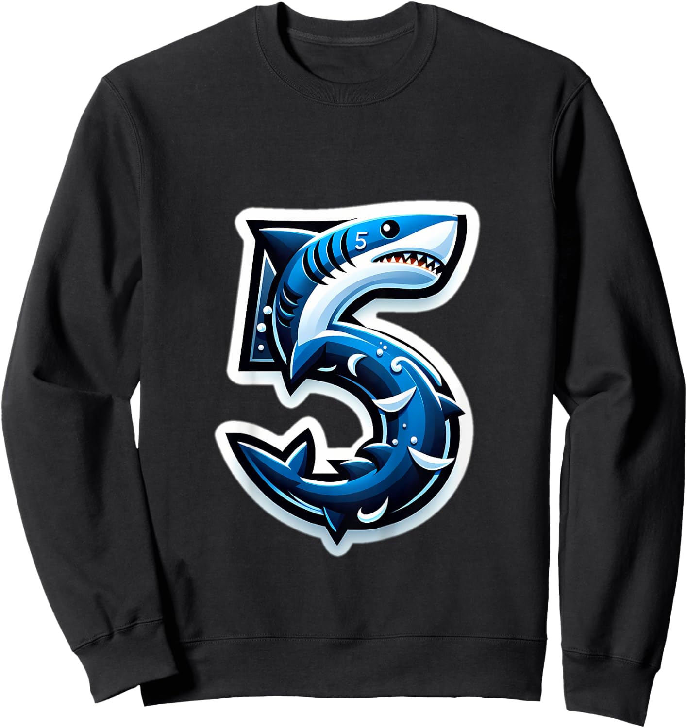 Kids Turning 5 Years Old Shark Birthday Party 5th Bday Boy, Girl Sweatshirt - Sweatshirt | Black