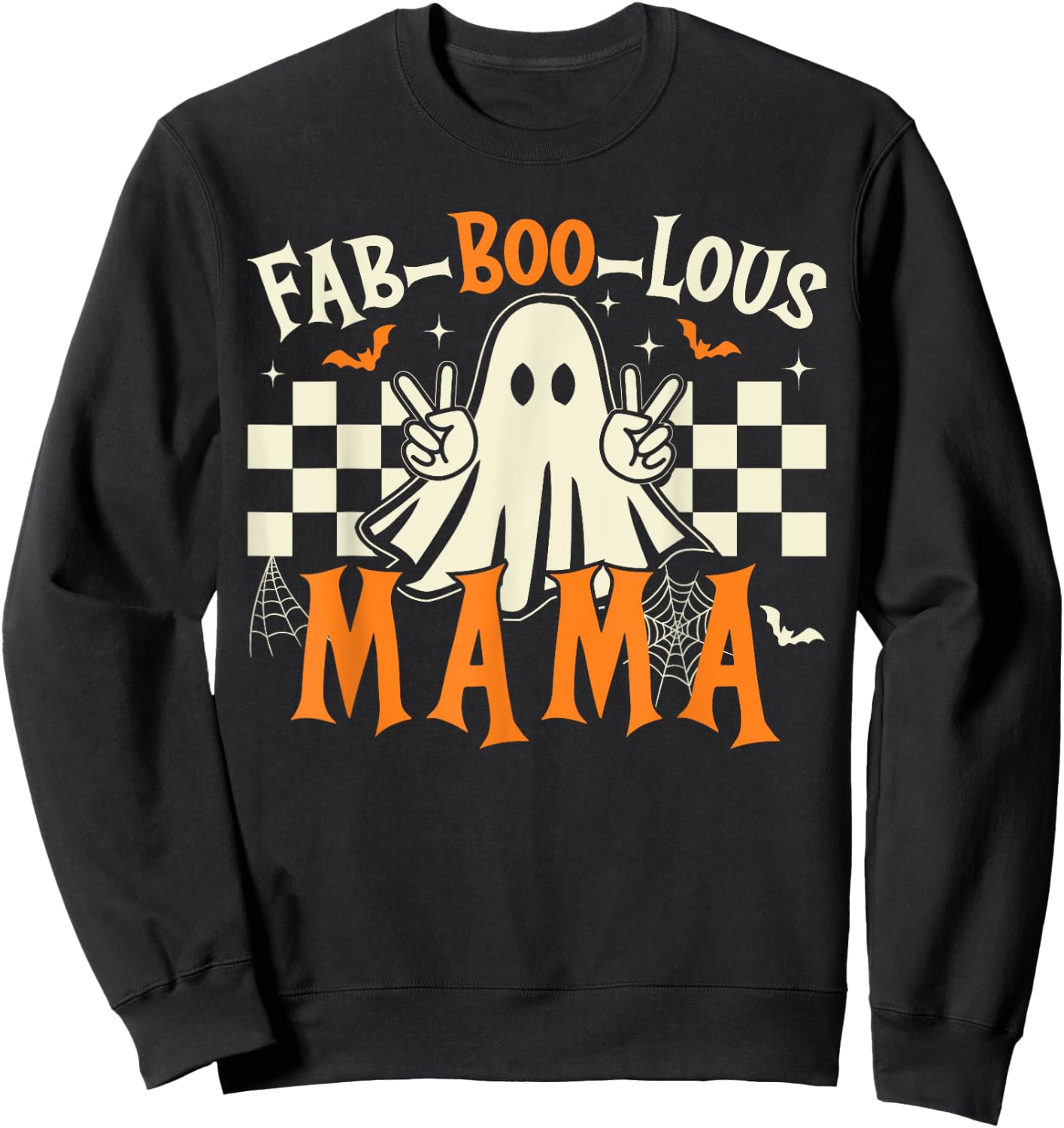 Fab Boo Lous Mama Retro Ghost Spooky Mama Halloween Costume Sweatshirt - Sweatshirt | Black