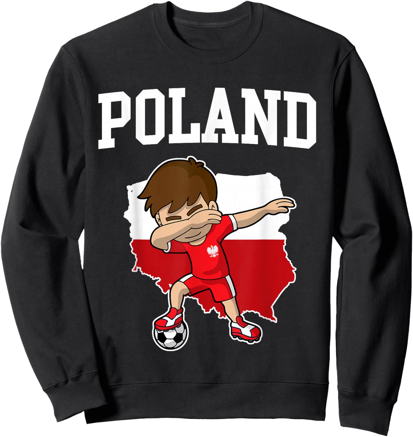 Poland Soccer Dabbing Football Polska Polish Kids Sweatshirt - Sweatshirt | Black