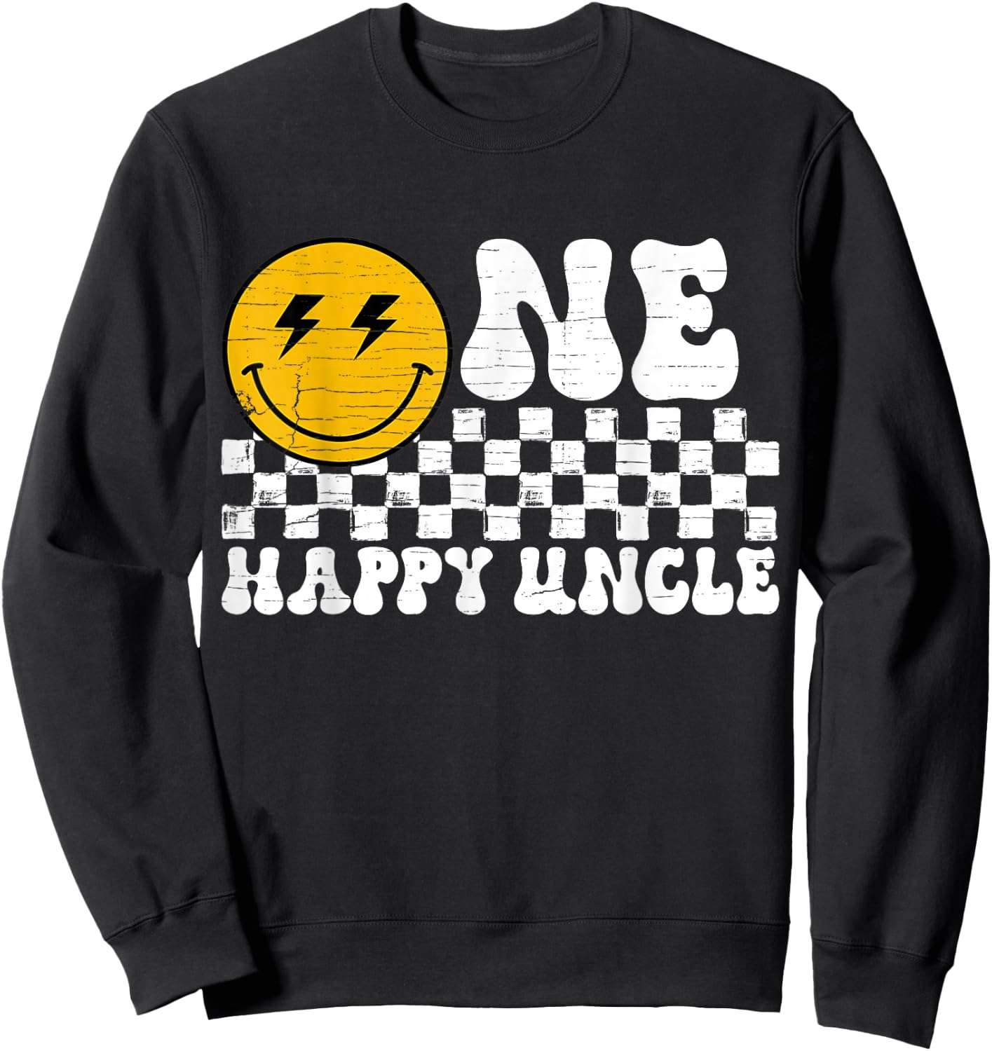 One Happy Dude Uncle 1st Birthday Family Matching Sweatshirt - Sweatshirt | Black