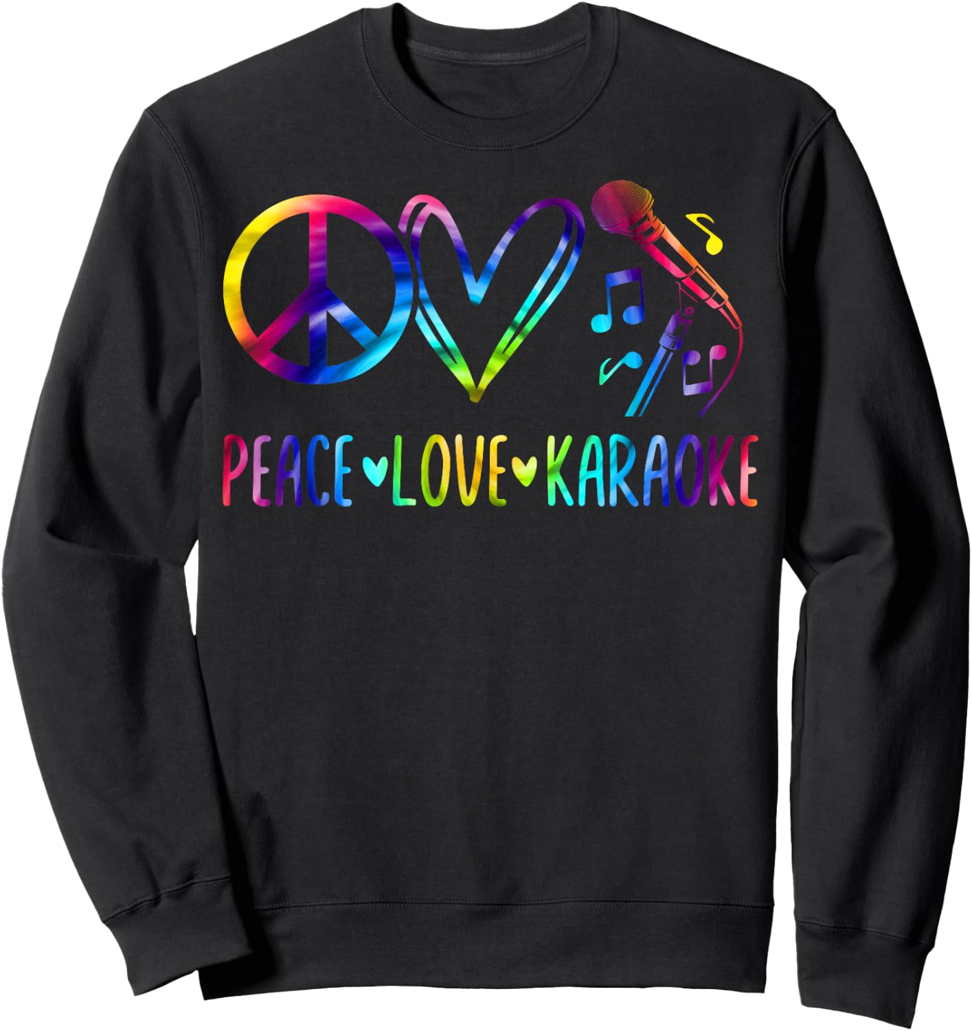 Karaoke Singer 80s Retro Vintage Peace Love Karaoke Sweatshirt - Sweatshirt | Black