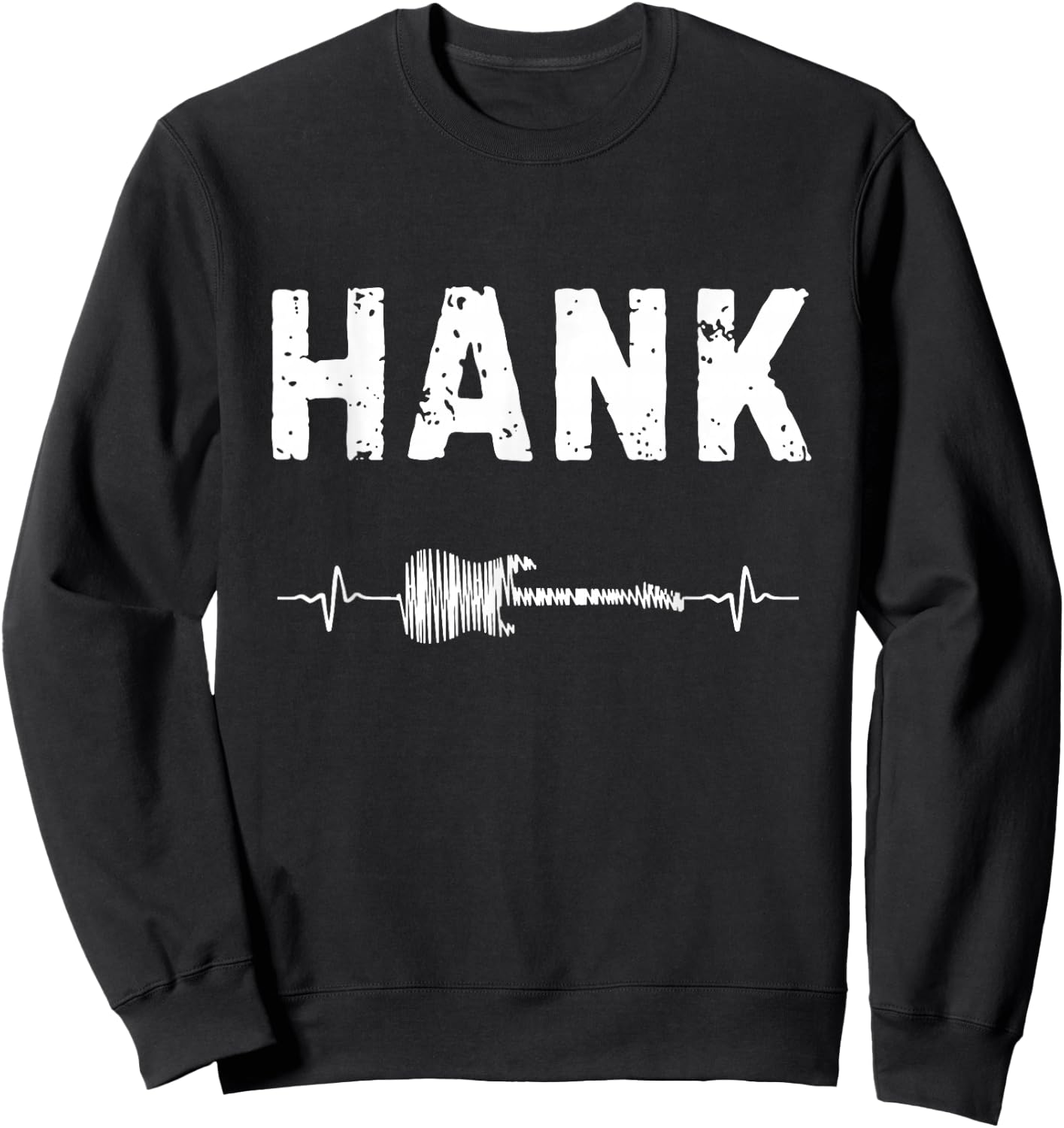 Hank Guitar Heartbeat Music Guitarist Retro Vintage Sweatshirt - Sweatshirt | Black