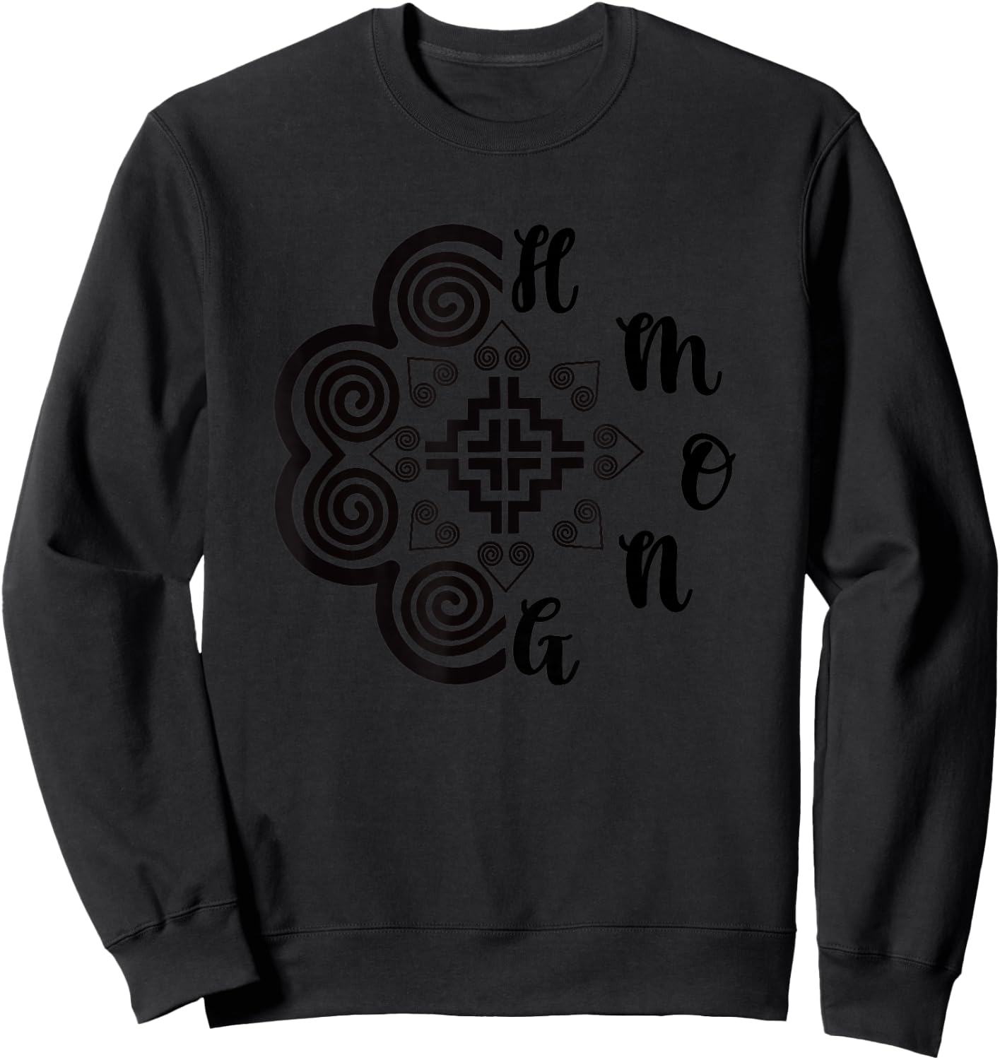 Elephant foot print with word Hmong Sweatshirt - Sweatshirt | Black