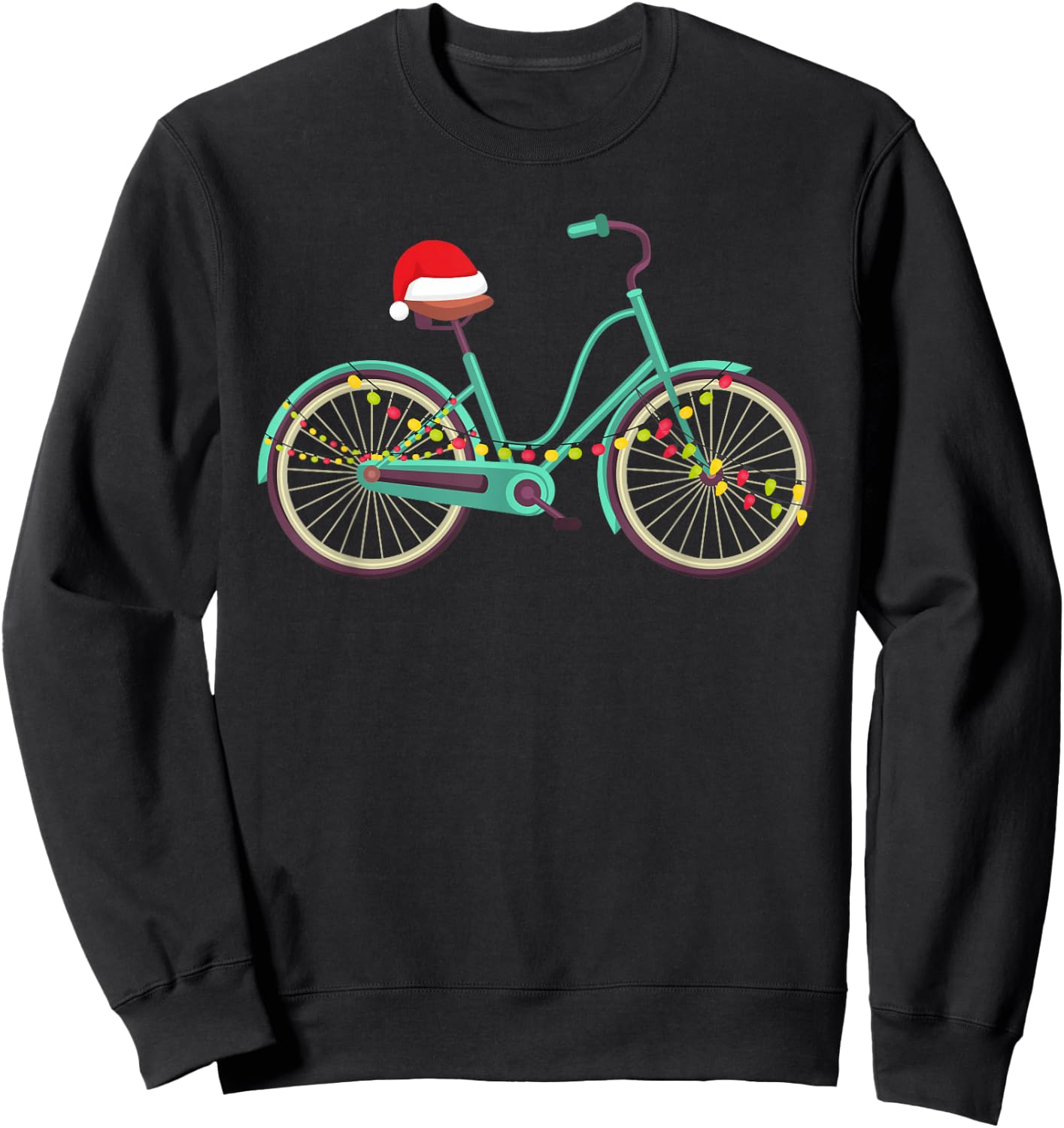 Bike Bicycle Christmas Santa Hat Xmas Sweatshirt - Sweatshirt | Black