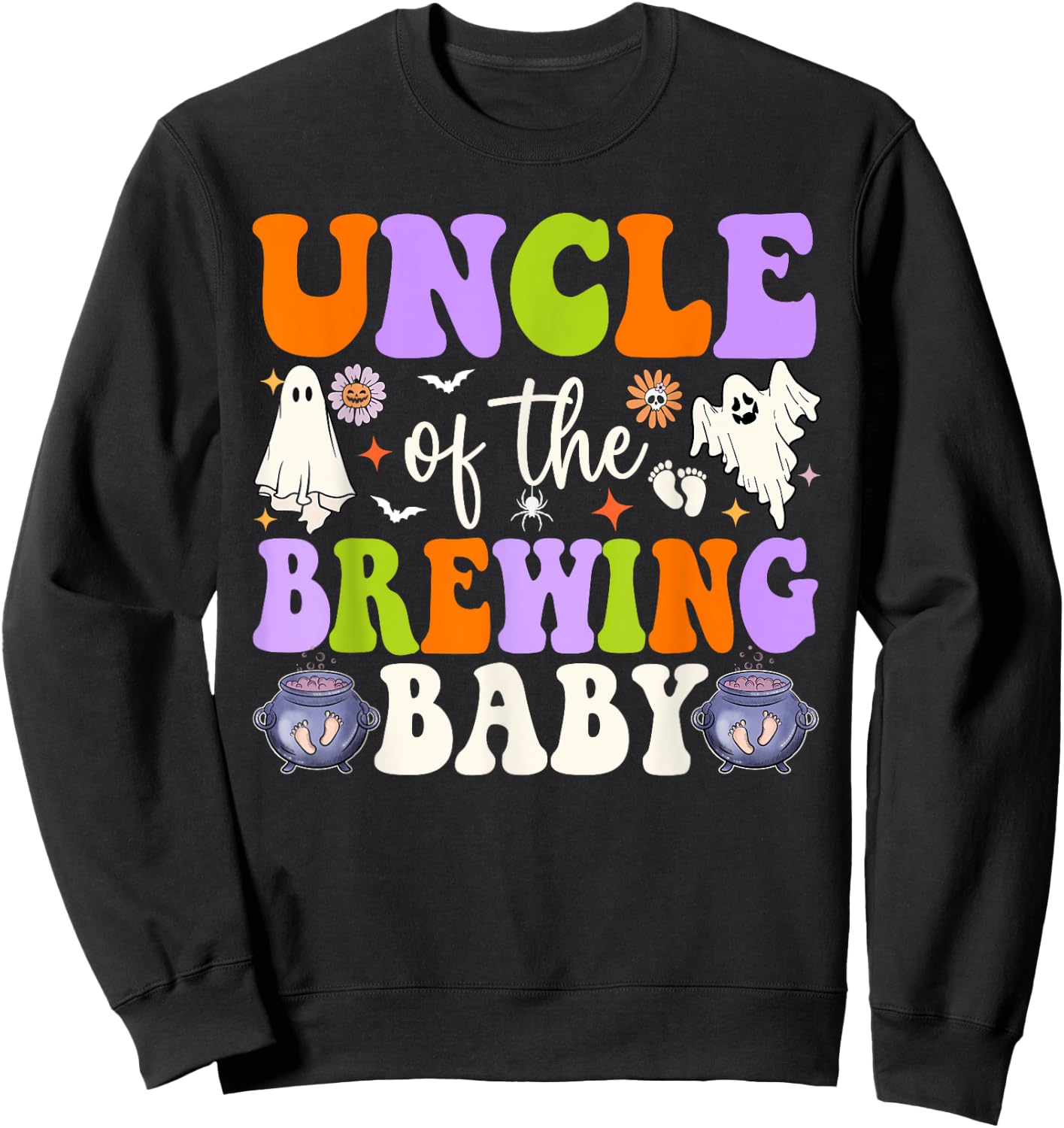 Uncle of the Brewing Baby Halloween Theme Baby Shower Spooky Sweatshirt - Sweatshirt | Black