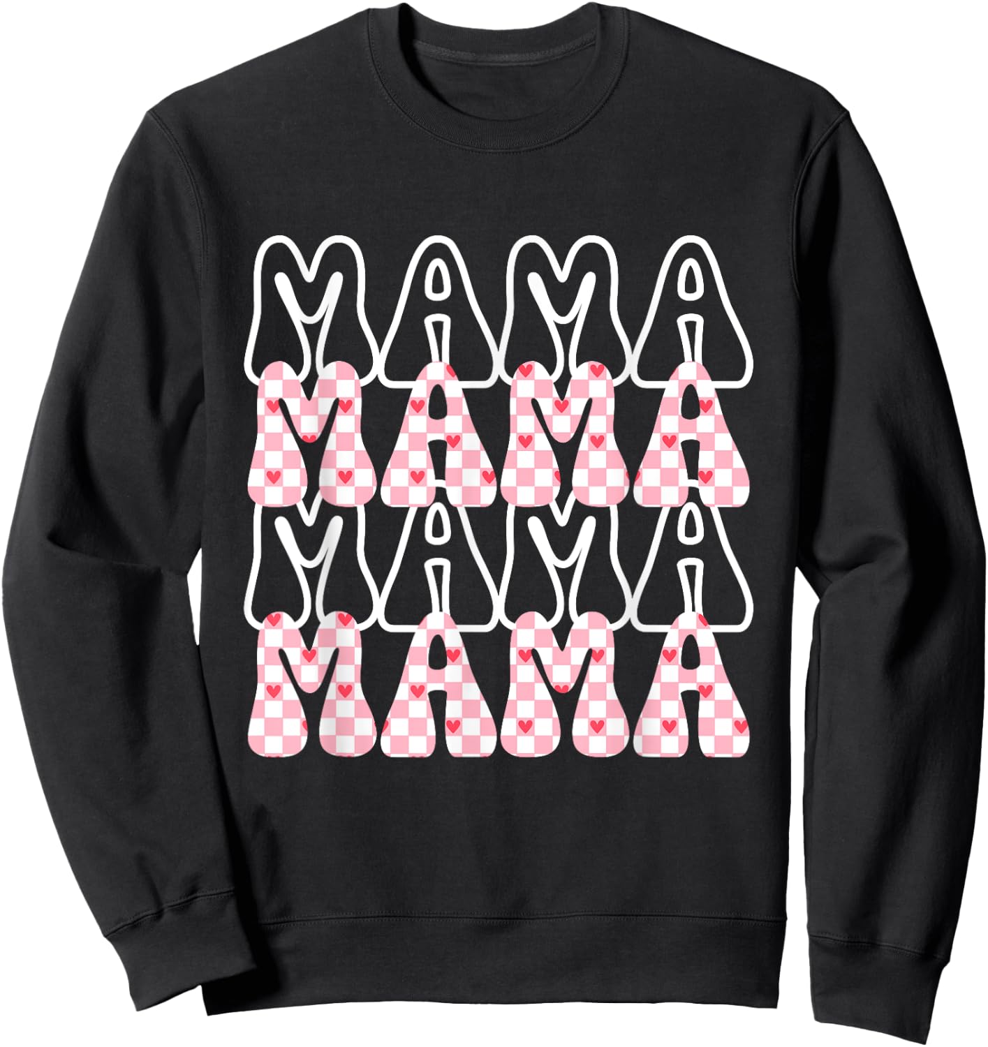 Groovy Checkered Mama Funny Women Mom Mothers day Sweatshirt - Sweatshirt | Black