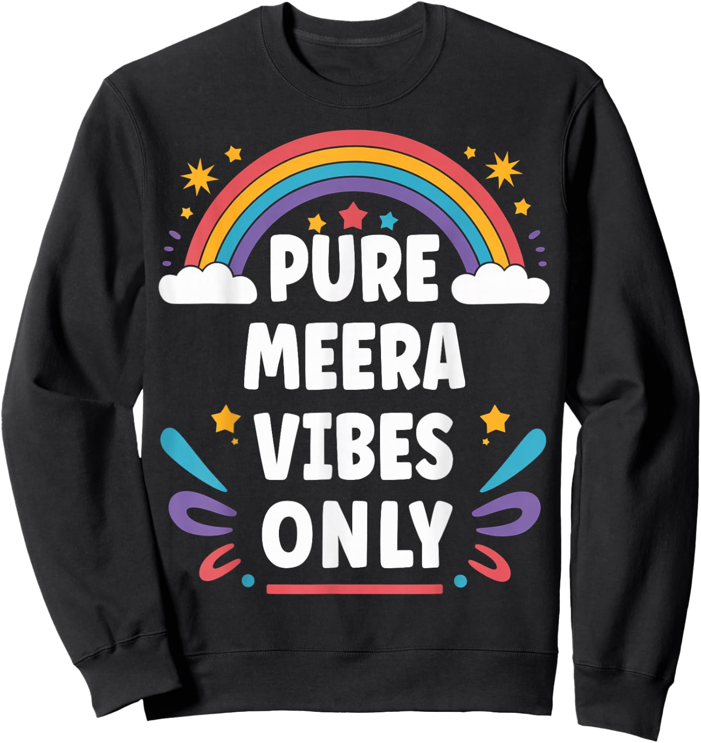 MEERA Vibes Only Cute Retro Girls MEERA Name Sweatshirt - Sweatshirt | Black