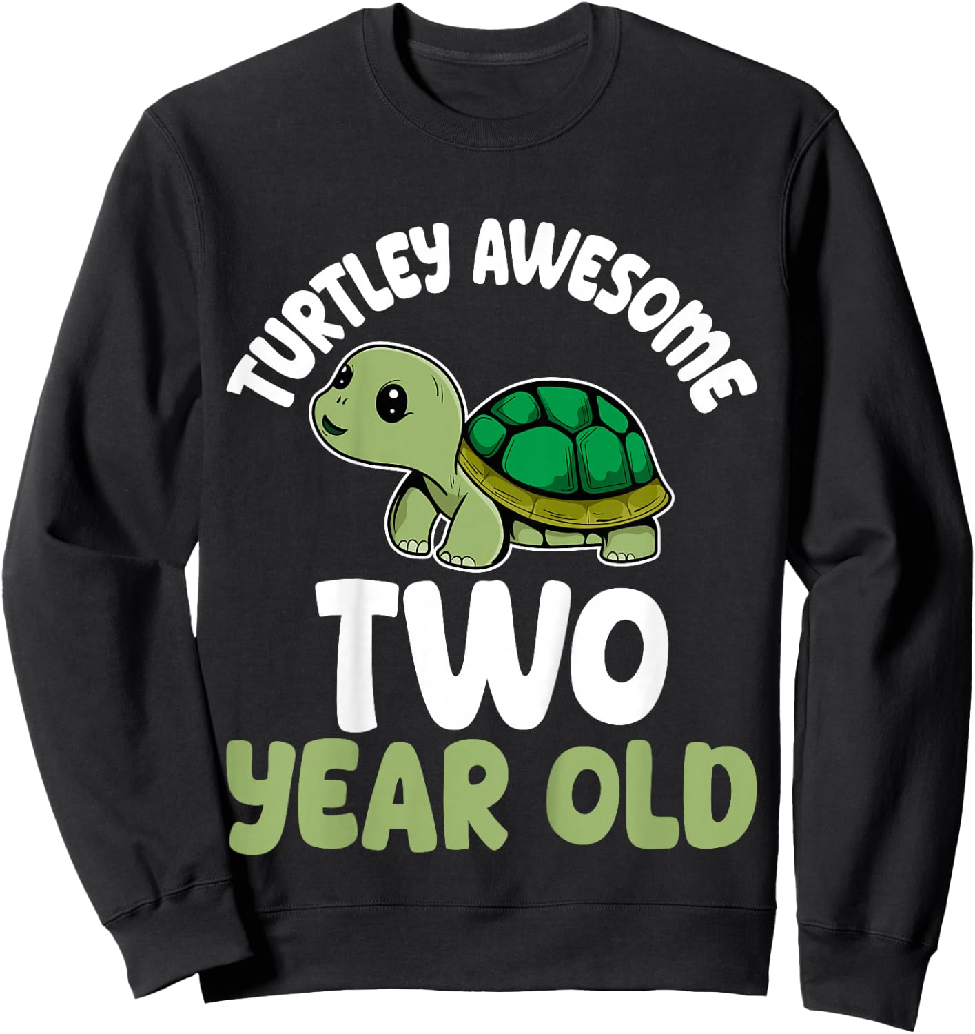 Turtley Awesome Two Years Old 2nd Birthday Party Turtle Kids Sweatshirt - Sweatshirt | Black