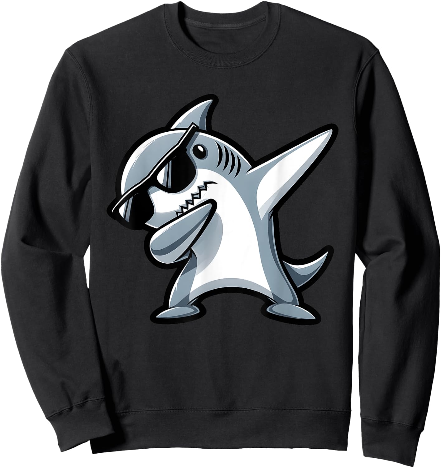 Cool Dabbing Shark Boys Kids Beaches Summer Vacation Party Sweatshirt - Sweatshirt | Black