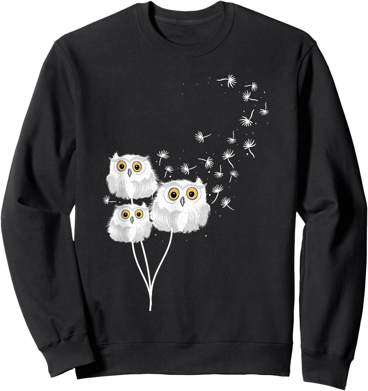Dandelions And Owls - Bird Animal Lover Ornithologist Forest Sweatshirt - Sweatshirt | Black